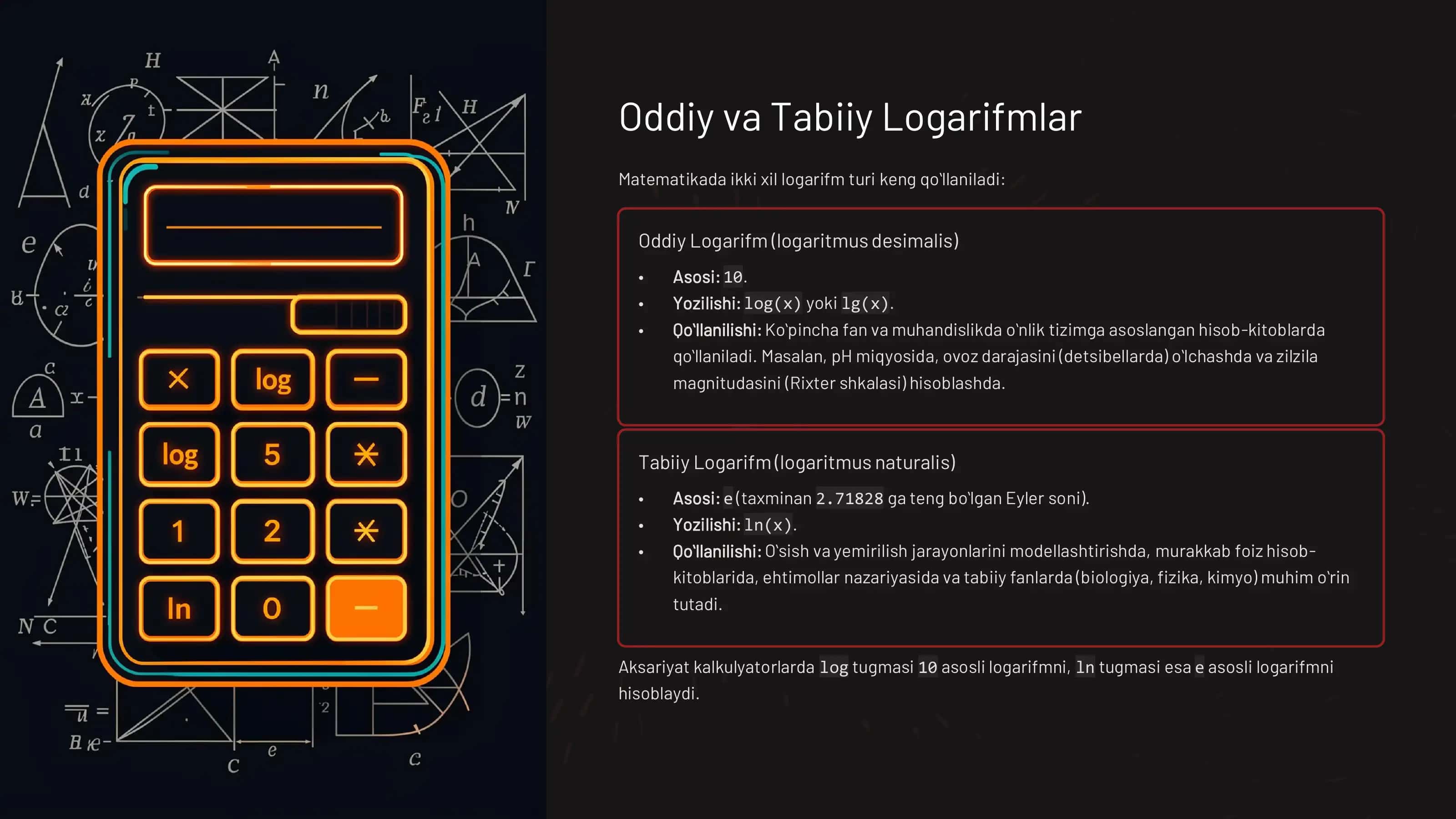 Logarifm va Logarifmik 3