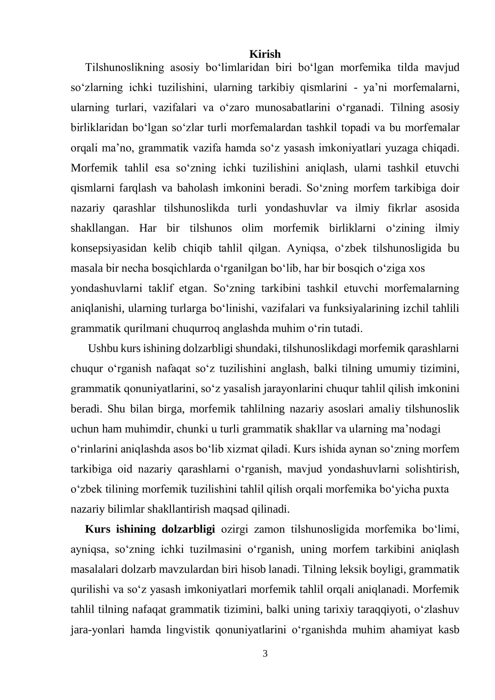 Morfemika. So‘zning morfem tarkibiga doir nazariy qarashlar tahlili 3