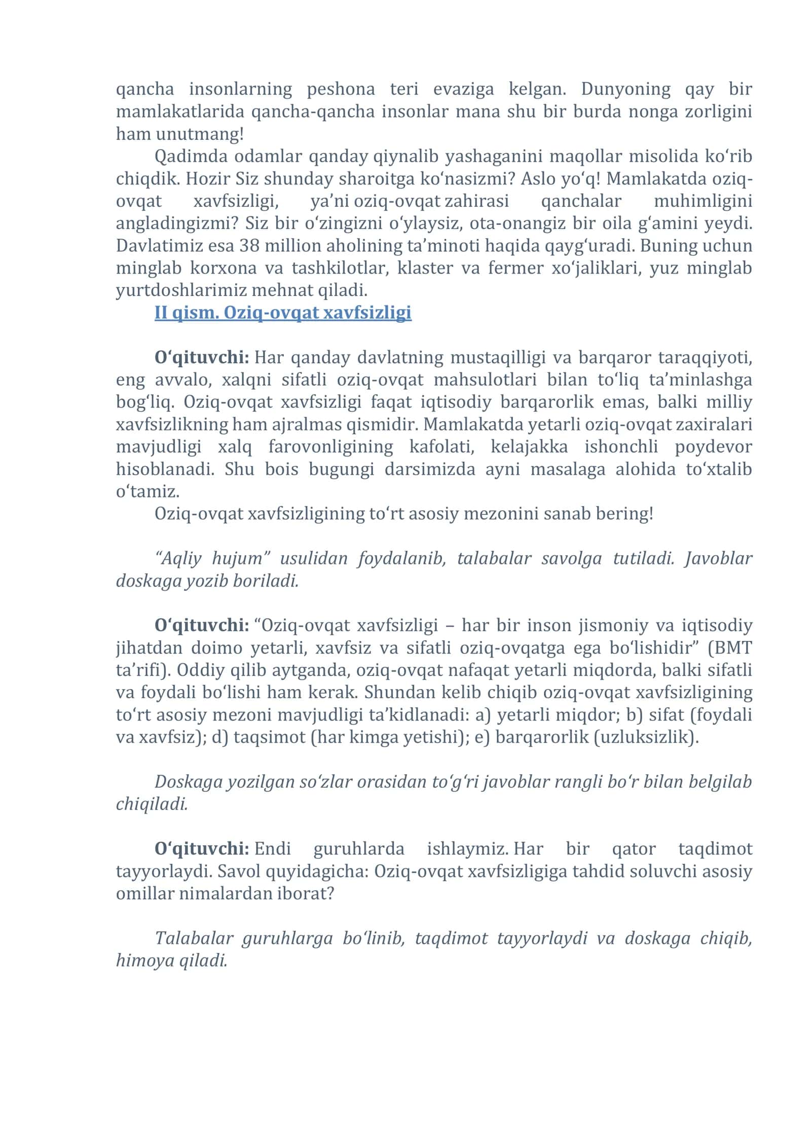 INSON VA TABIAT. OZIQ-OVQAT XAVFSIZLIGI dars ishlanmasi 3