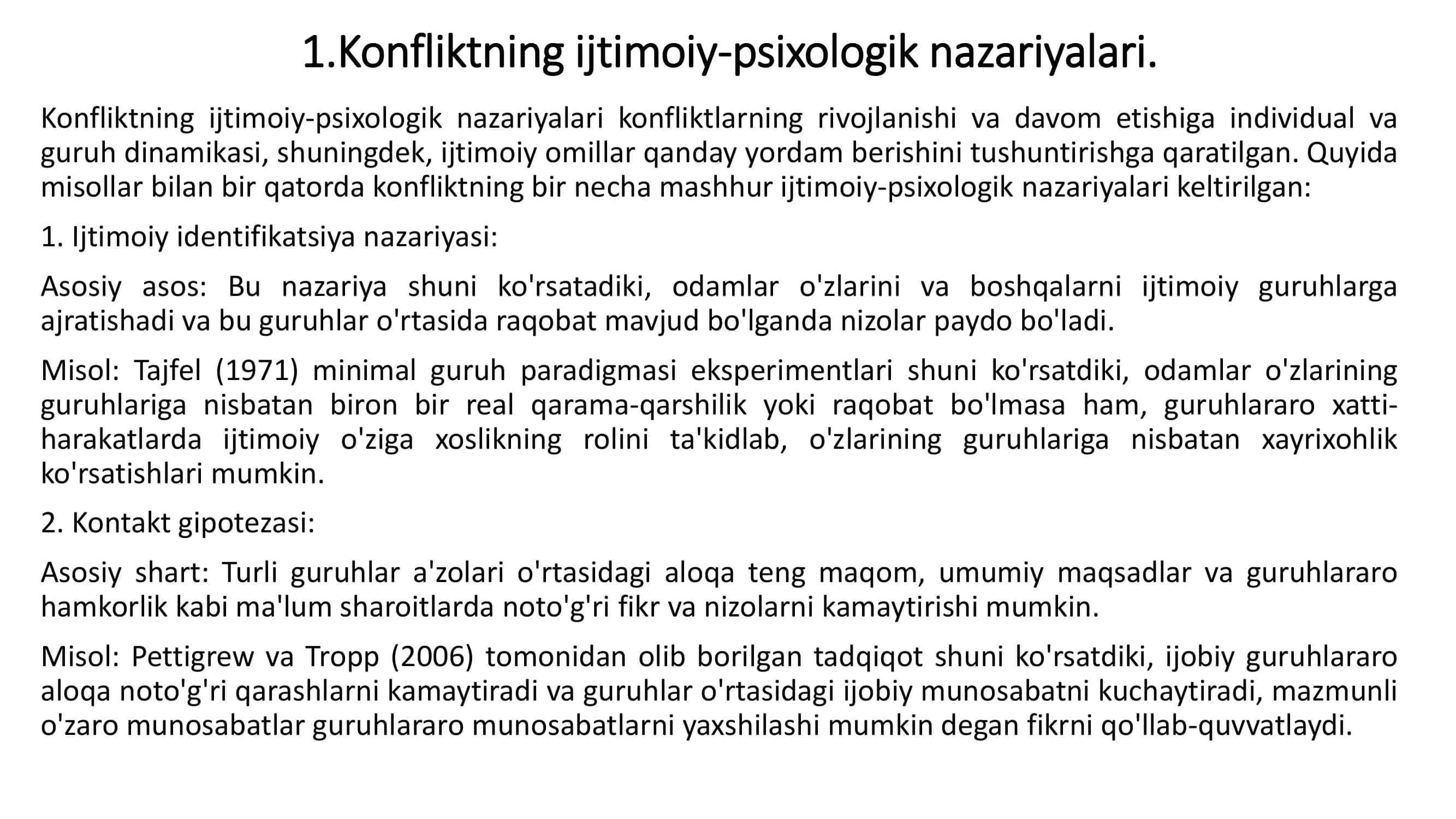 Konfliktlarning ijtimoiy-psixologik nazariyalari 3