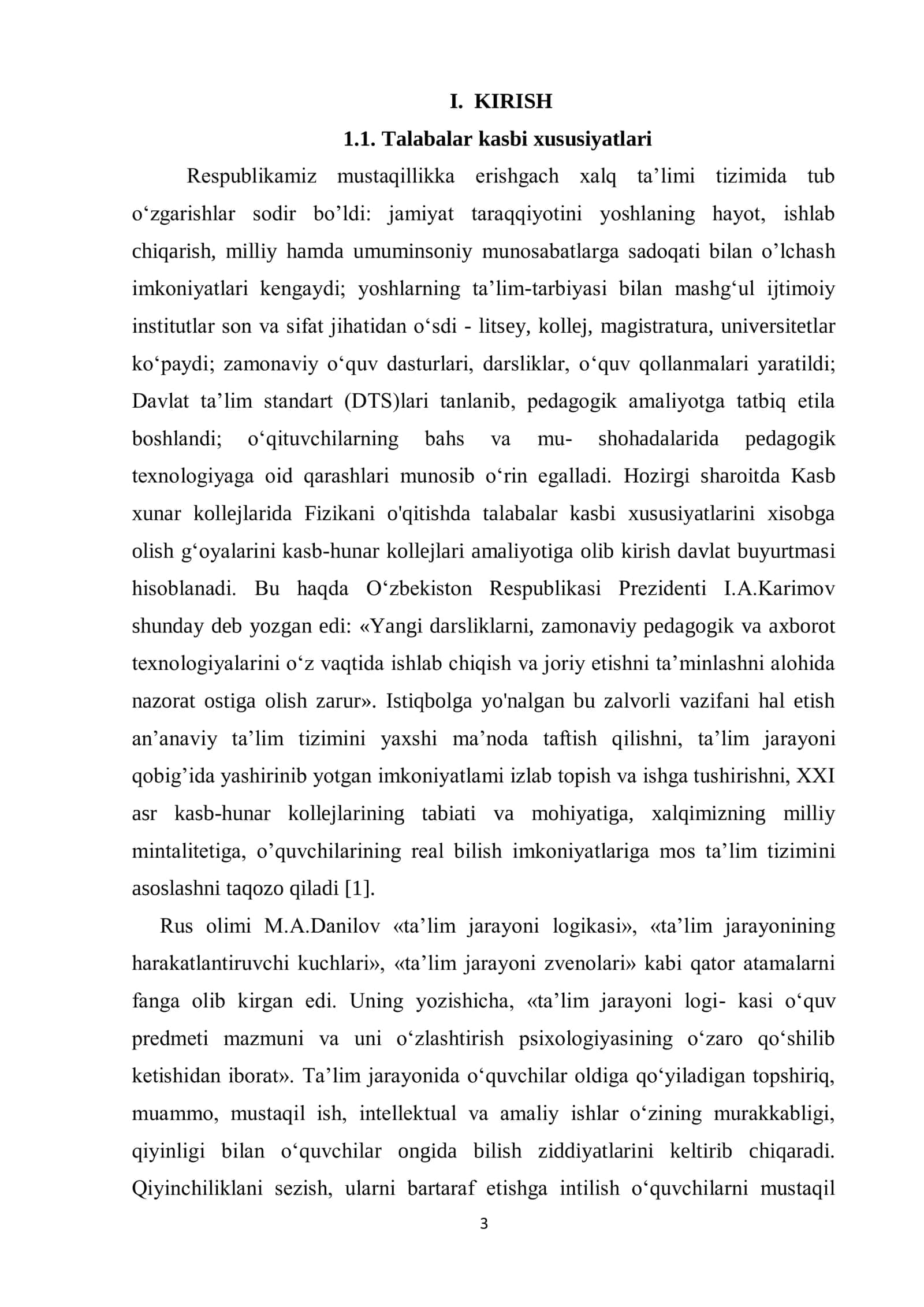 KASB-HUNAR KOLLEJLARIDA FIZIKANI O’QITISHDA TALABALAR KASBI XUSUSIYATLARINI HISOBGA OLISH MAVZUSIDA YOZGAN KURS ISHI 3