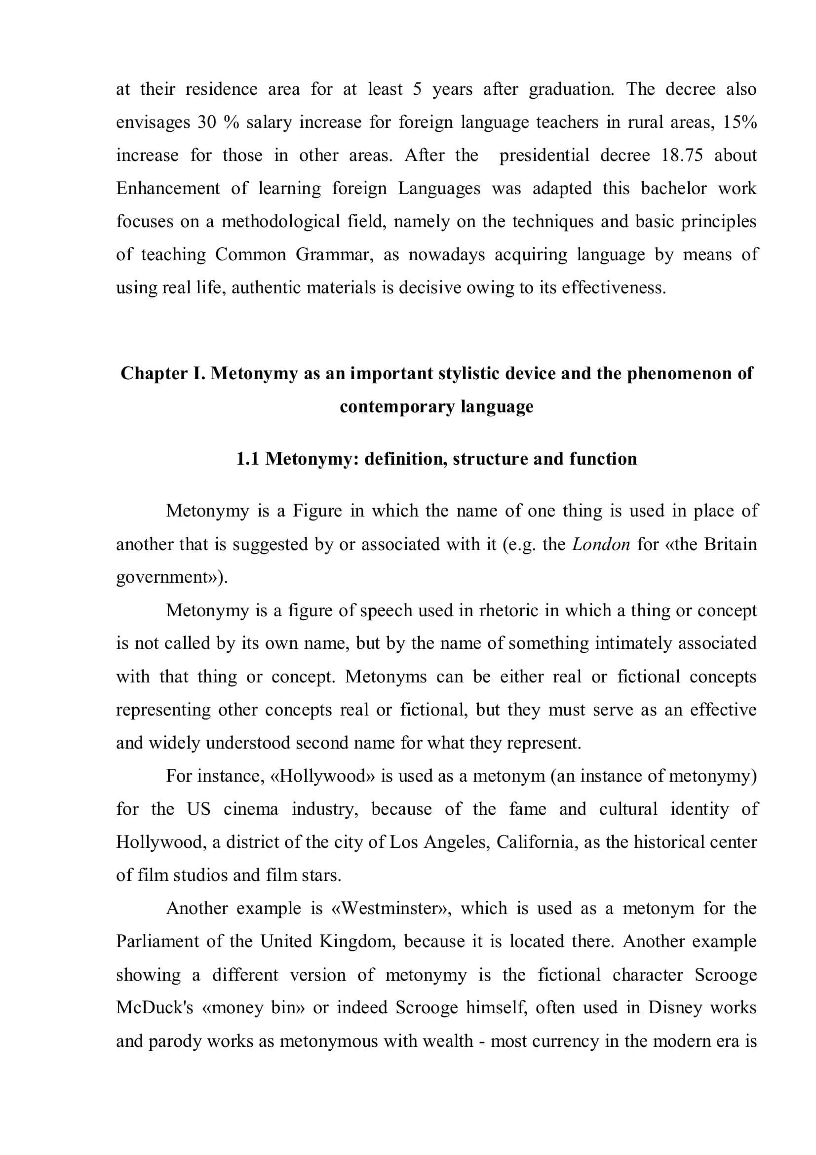 Metonymy as the Basis of the Secondary Nomination in the System of the Contemporary English Phraseology 3
