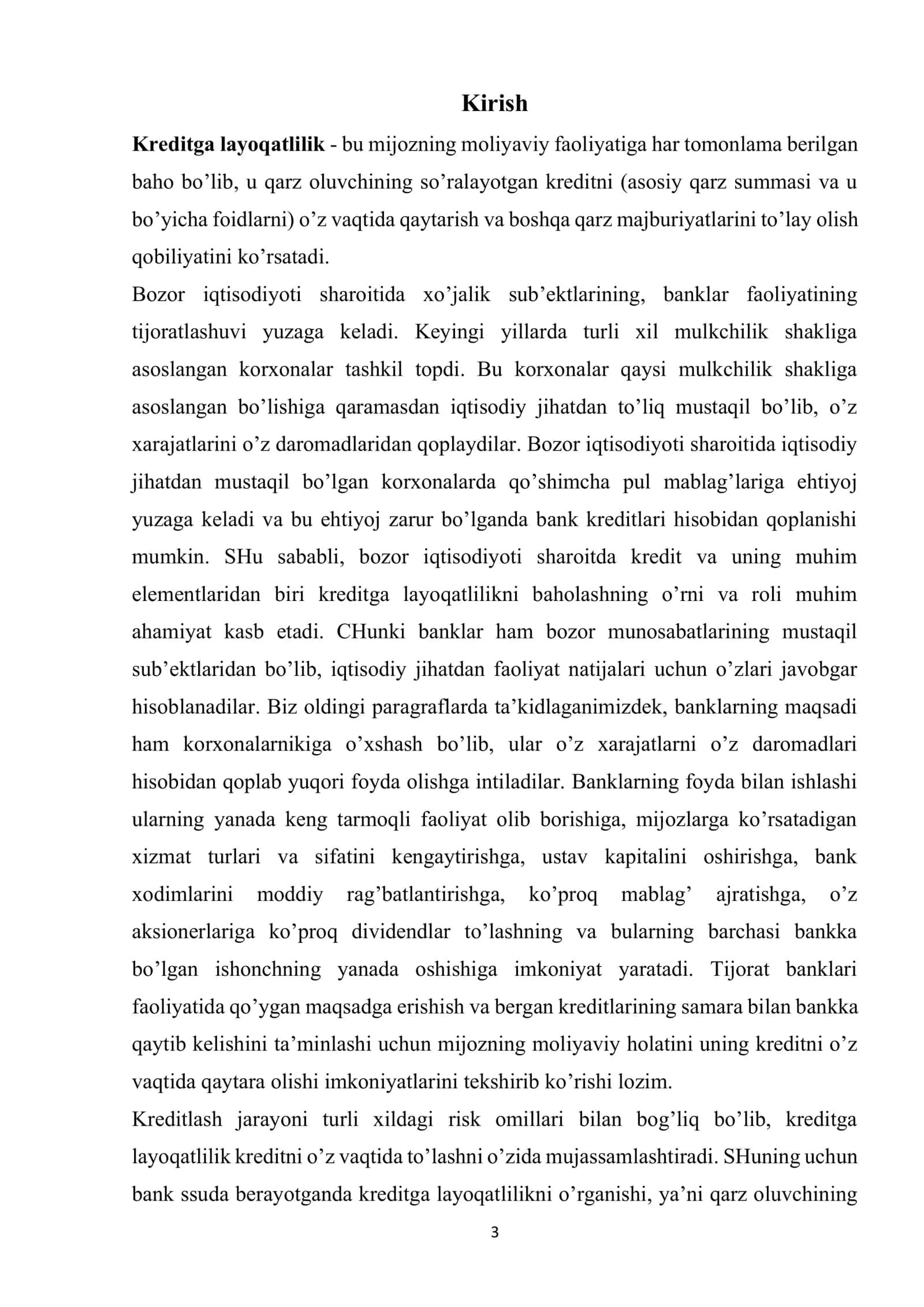 Kreditga layoqatlilikni baholash va tahlil qilishning asosiy usullari: ekspert baholash va ballik (skoring) baholash tizim 3