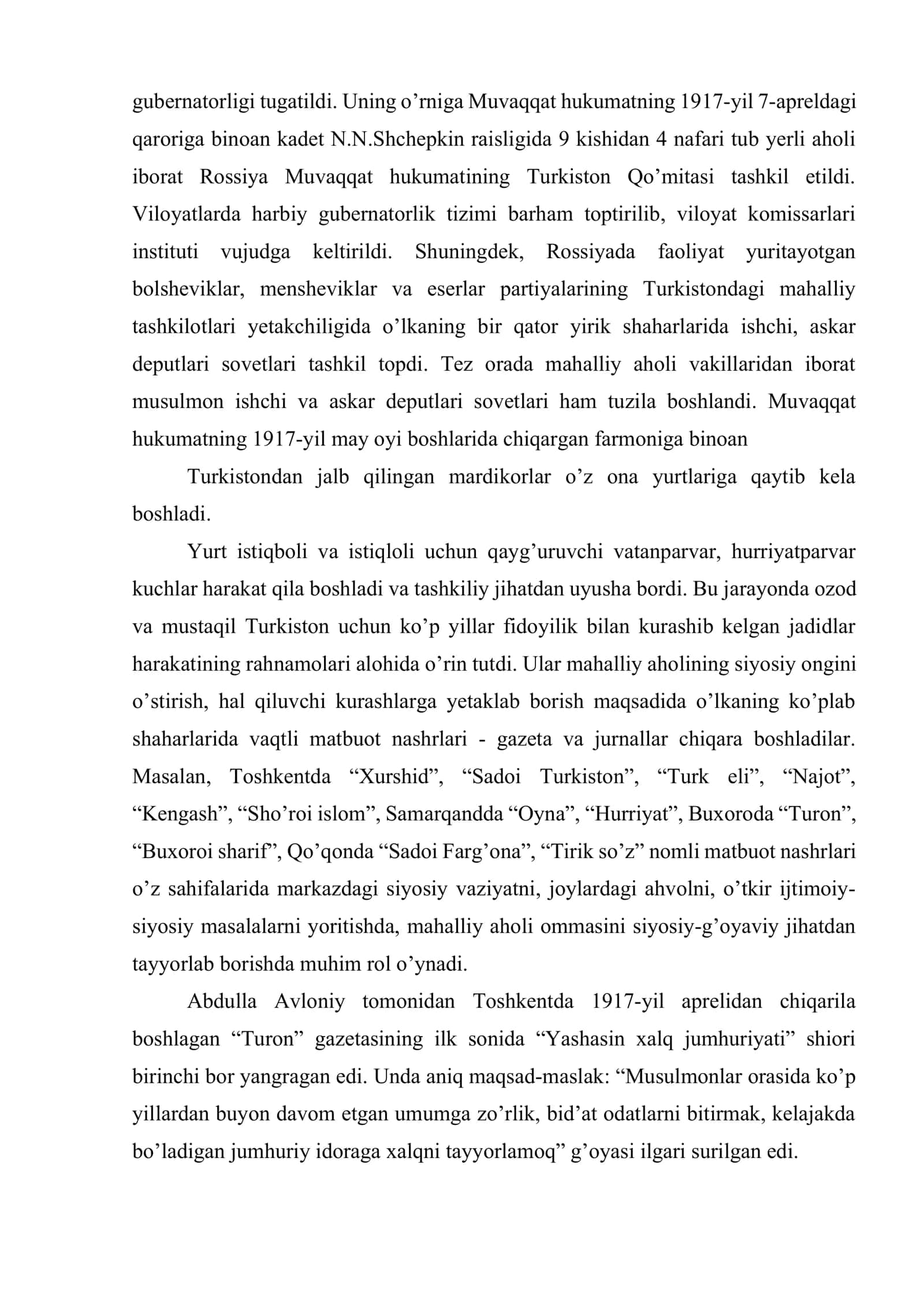 Turkistonda sovet hokimiyatining o’rnatilishi va unga qarshi qurolli harakat 3
