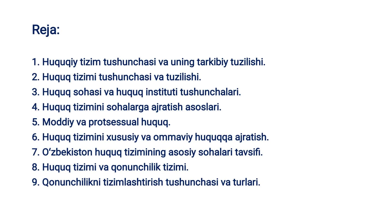 10-mavzu. HUQUQ TIZIMI VA HUQUQIY TIZIM 3