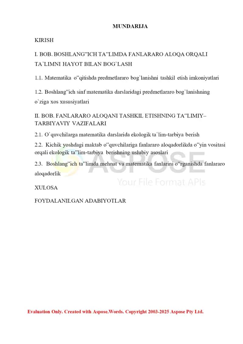 Boshlang’ich sinf matematika darslarini boshqa fanlar bilan uzviylikda o’tish metodikasi 3