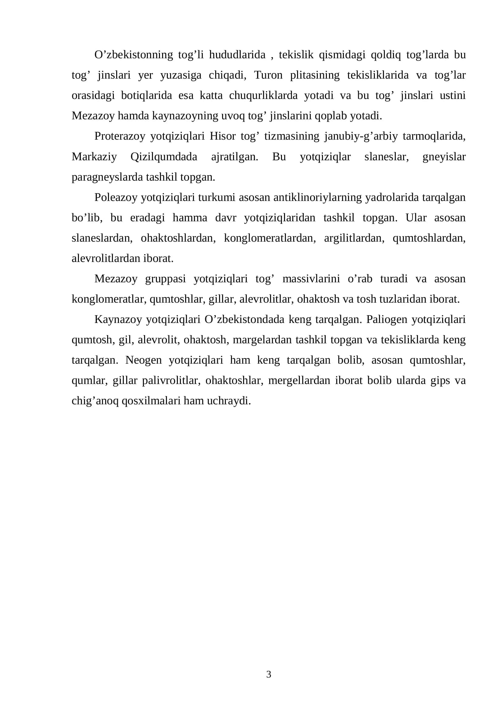 O’zbekiston Tabiiy Geografiyasi 3