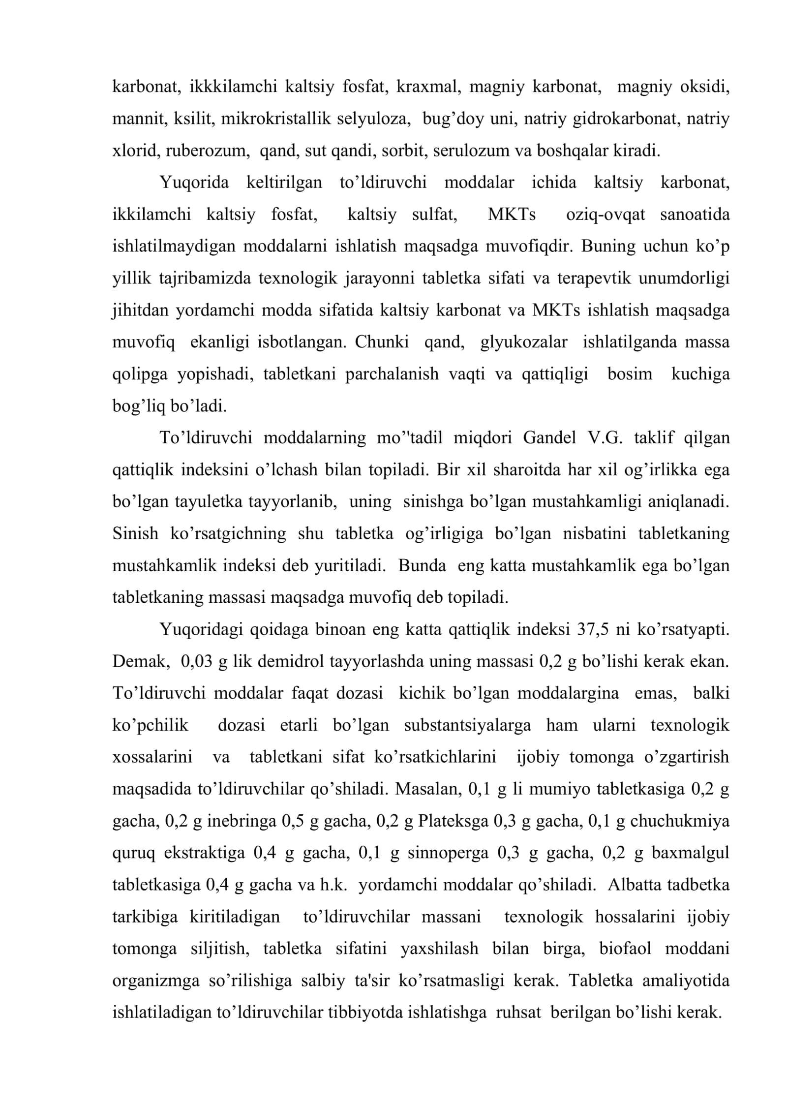 Yordamchi moddalarni tabletka ishlab chiqarishdagi ahamiyati 3