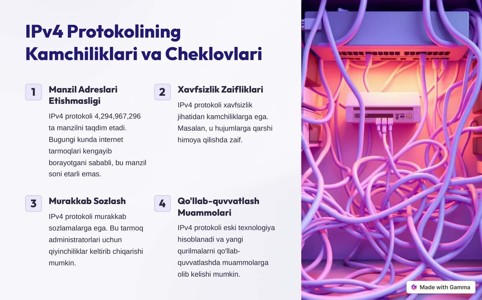 IPv4 va IPv6 protokollarining imkoniyatlarini taqqoshlash va tahlil qilish 3