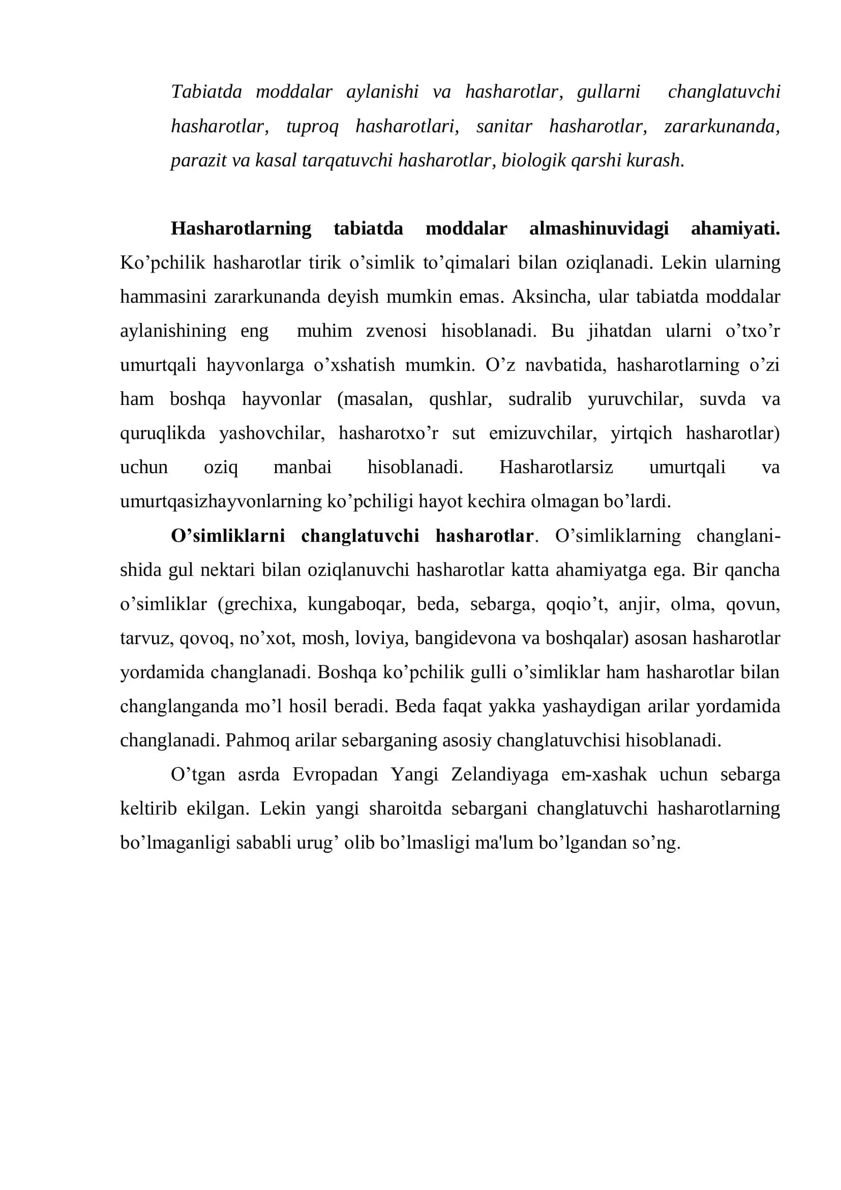 Hasharotlarning tabiatda va inson hayotidagi ahamiyati 3
