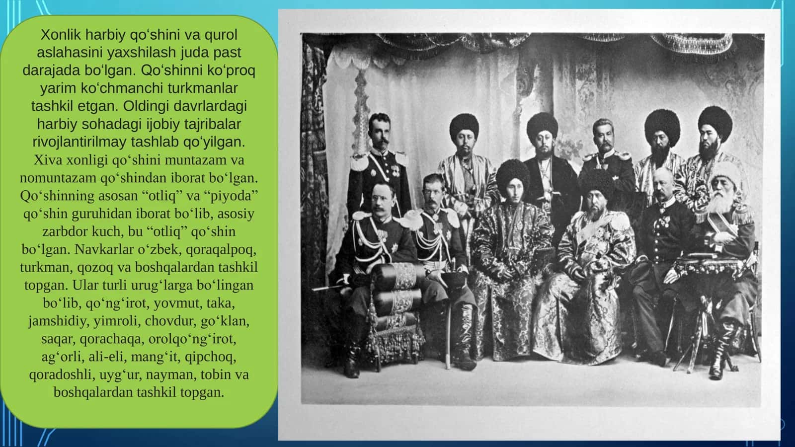 Xiva xonligida qo`shin tuzulishi mudofa va h ujum qurollari 3
