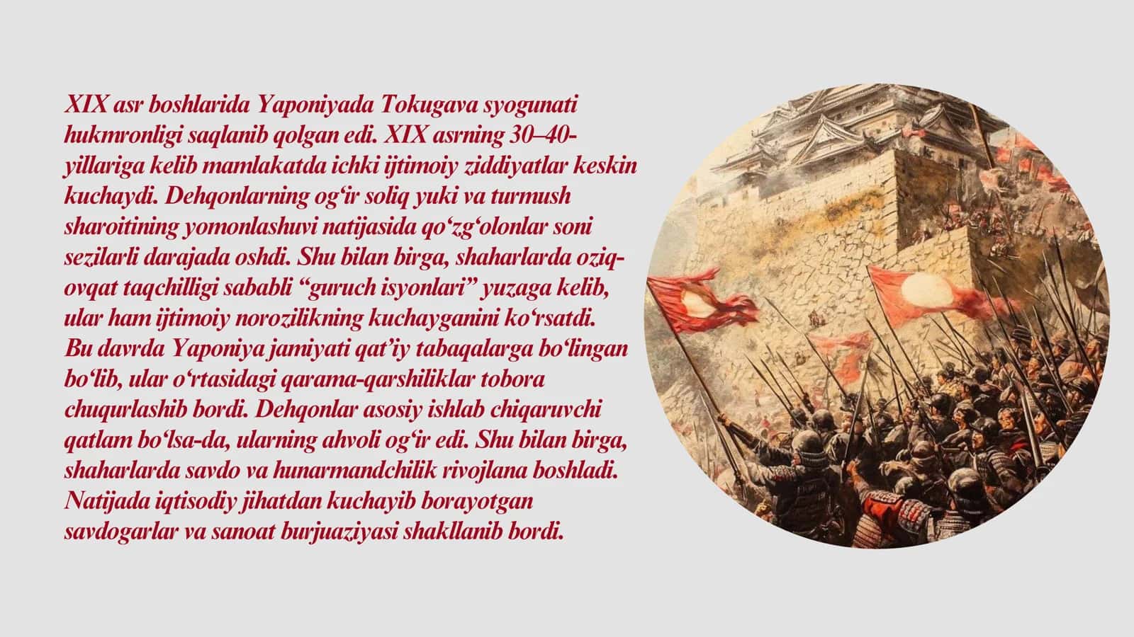 XIX ASR OXIRI - XX ASR BOSHLARIDA YAPONIYA: MEJI ISLOHATLARI VA SANOATLASHUV YO’LI 3