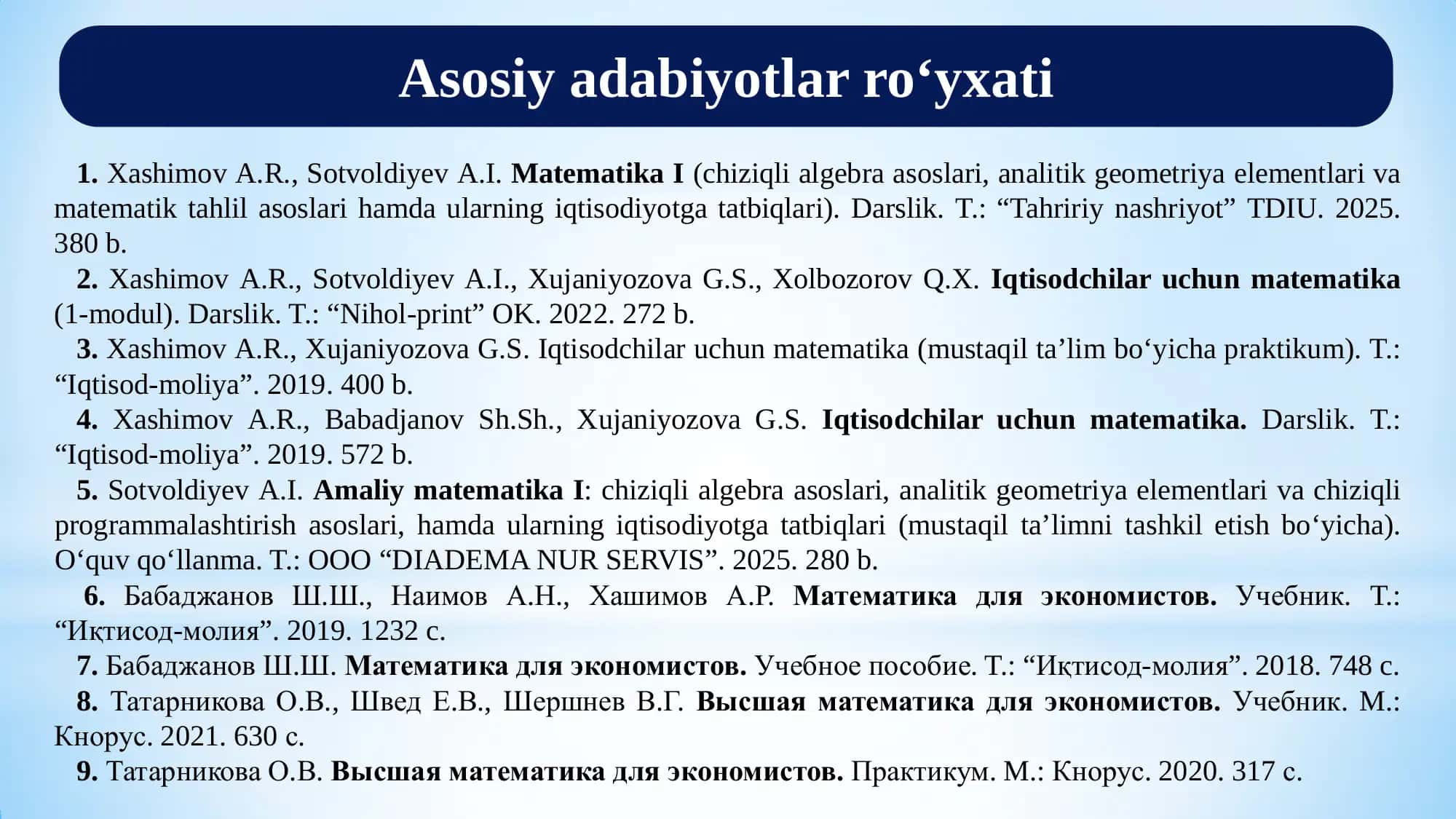 Amaliy matematika 1: Chiziqli programmalashtirish masalasini simpleks usulida yechish 3