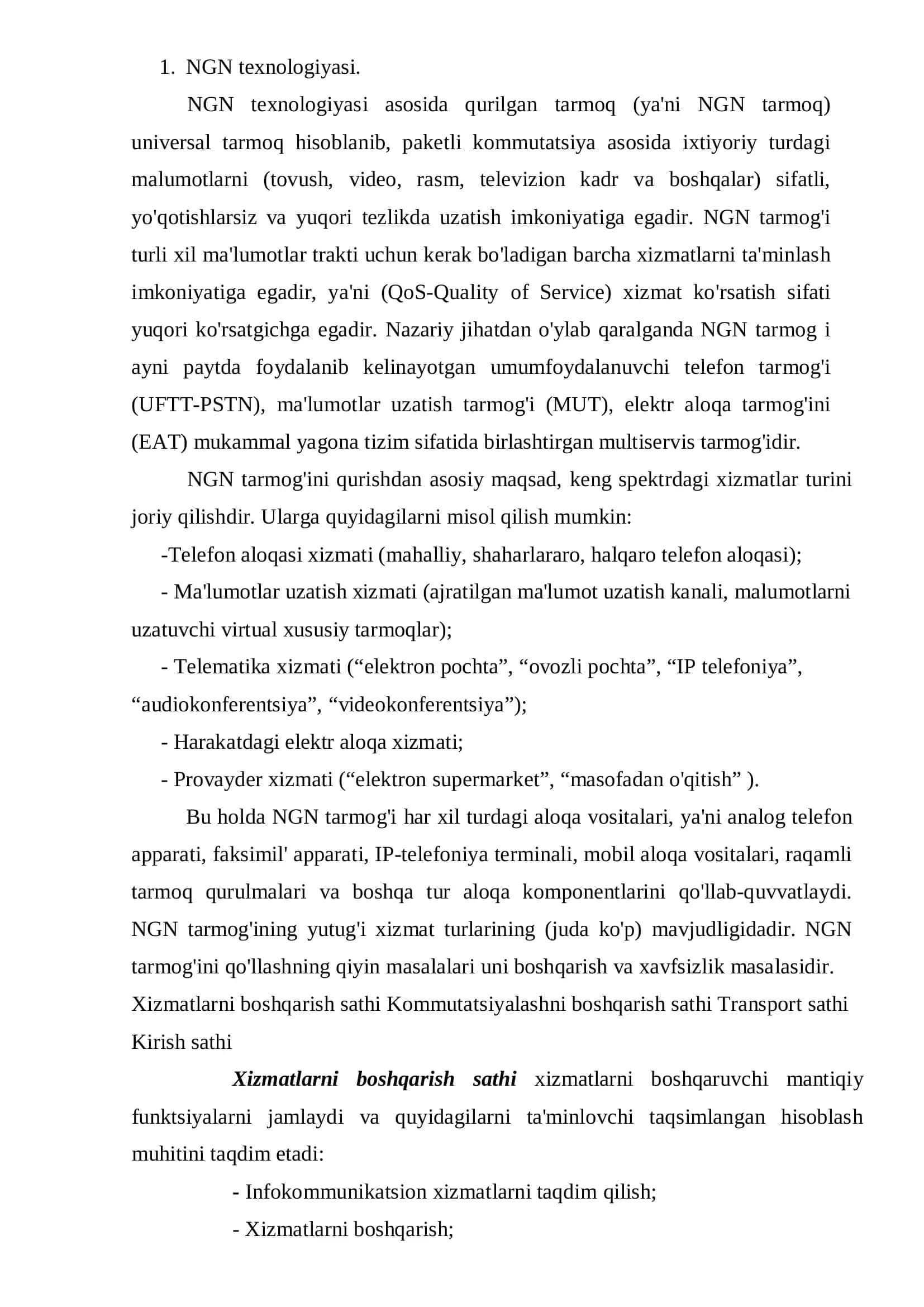 NGN tarmoqlarida protokollarning turlari, vazifalari va ahamiyati 3