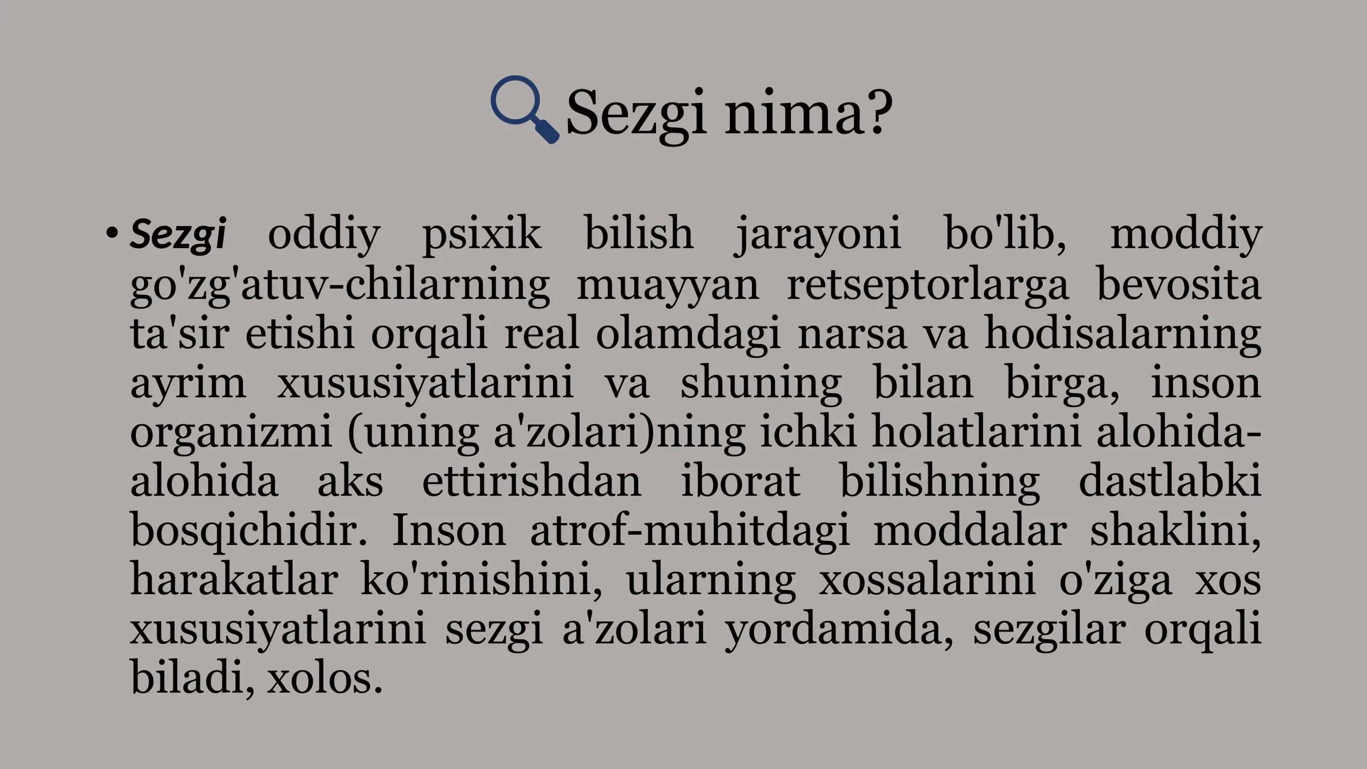 Shaxsning psixik bilish jarayonlari: Sezgi va idrok 3