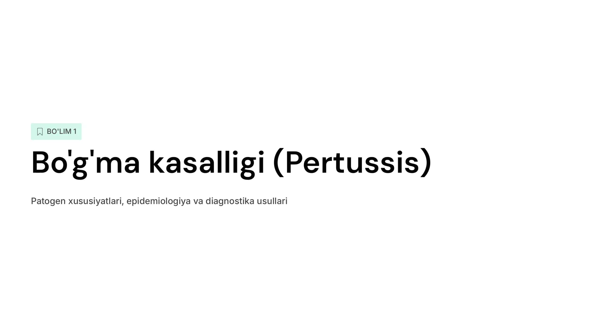 Havo-tomchi infeksiya  qoʻzgʻatuvchilari:  boʻgʻma, koʻkyoʻtal,  legionella, ularga tavsif  va  laborator tashxisoti 3