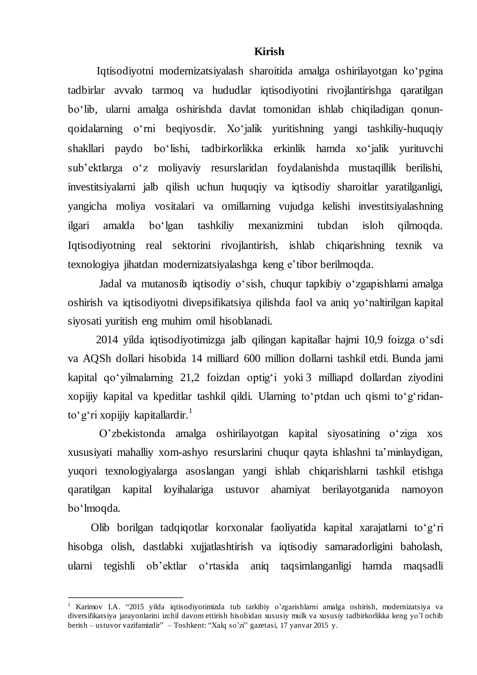 Iqtisodiyotni modernizatsiyalash sharoitida kapital xarajatlar hisobi 3