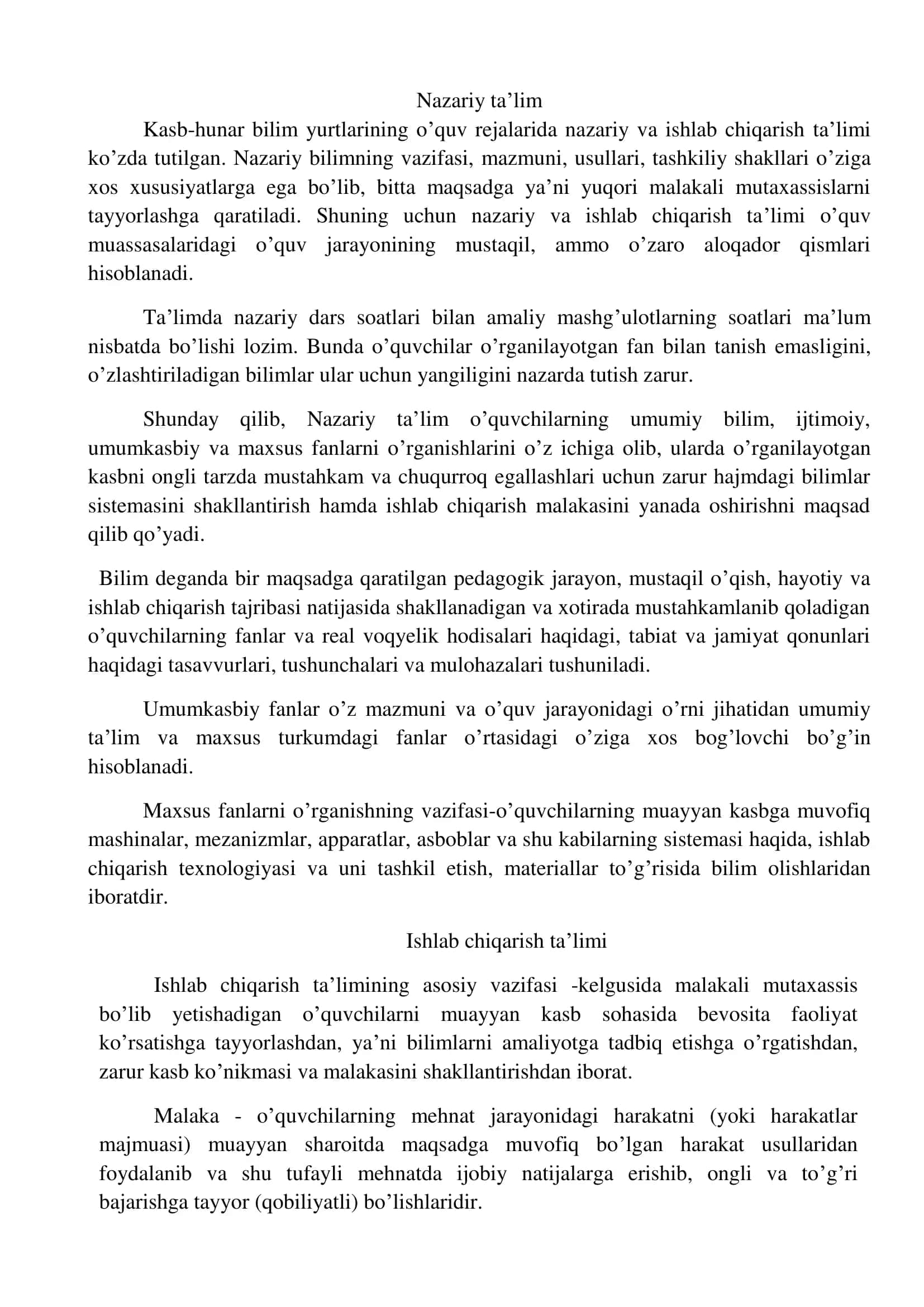 KASB TA’LIMIDA IShLAB ChIQARISh TA’LIMI ASOSLARI 3