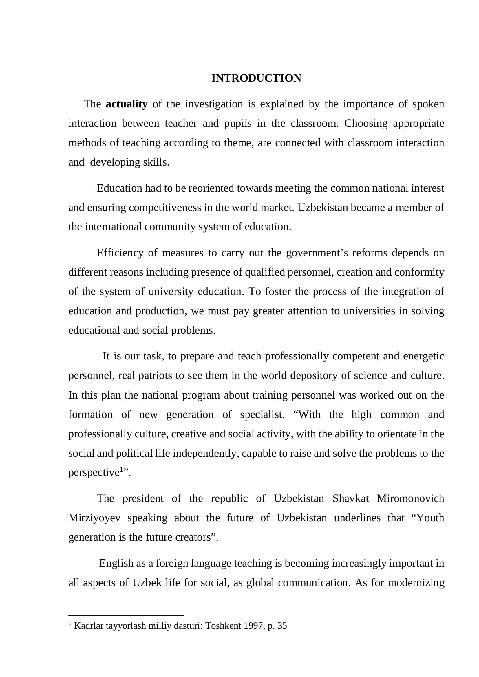 Kinds of spoken interaction as a class of classroom process relating to all skills 3