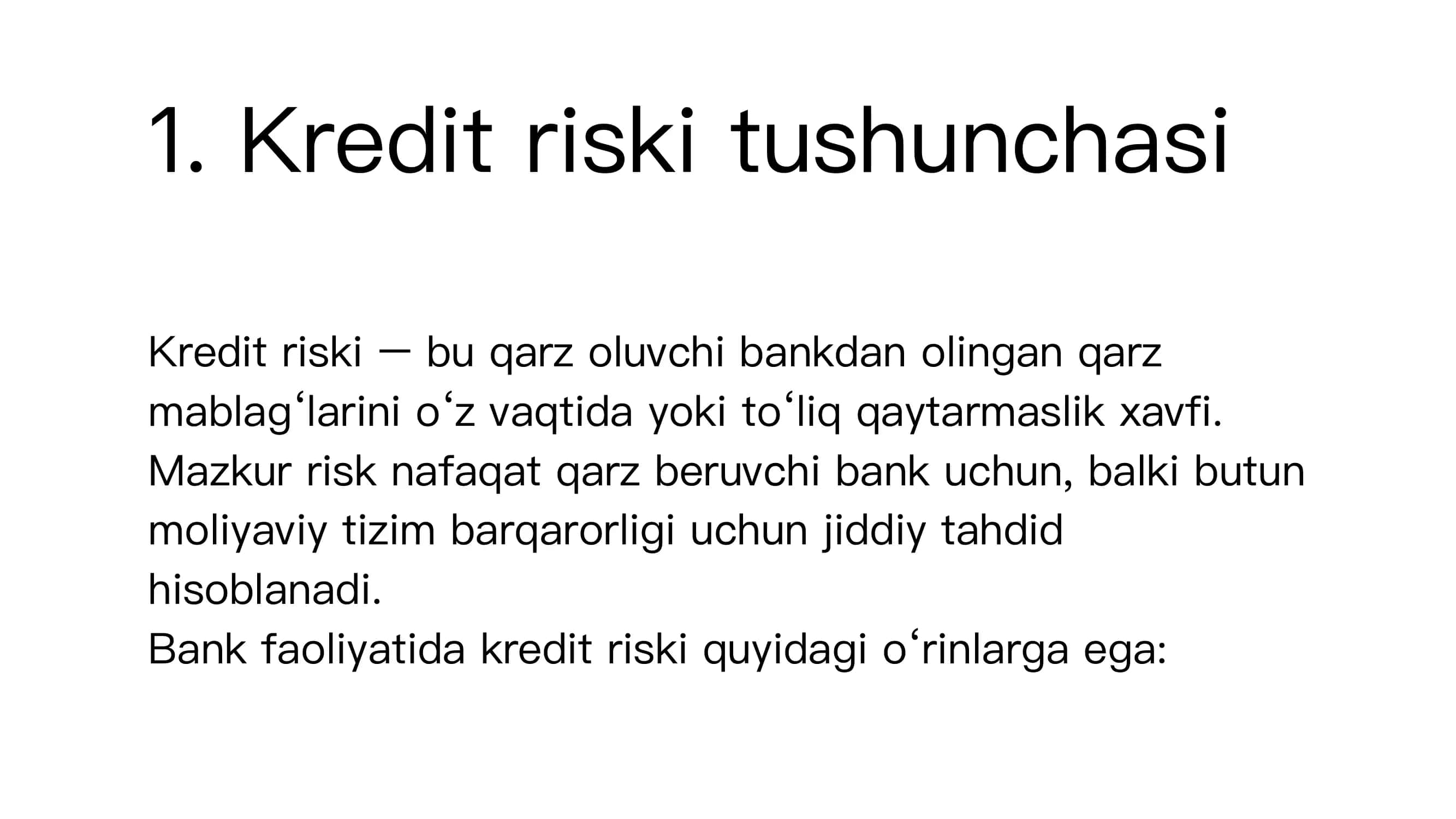 KREDIT RISKI VA ULARNI SUG’URTALASH 3