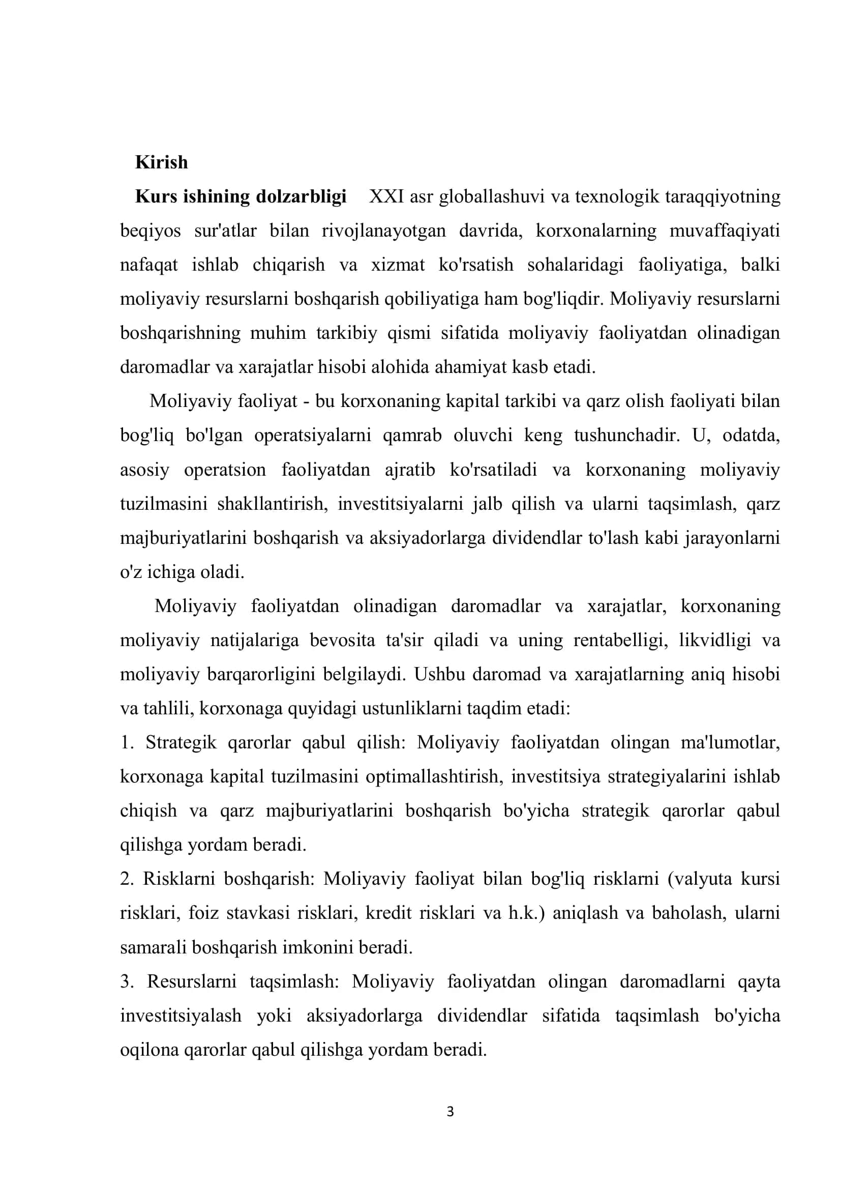 Moliyaviy faoliyatdan olinadigan daromad va xarajatlar hisobi 3