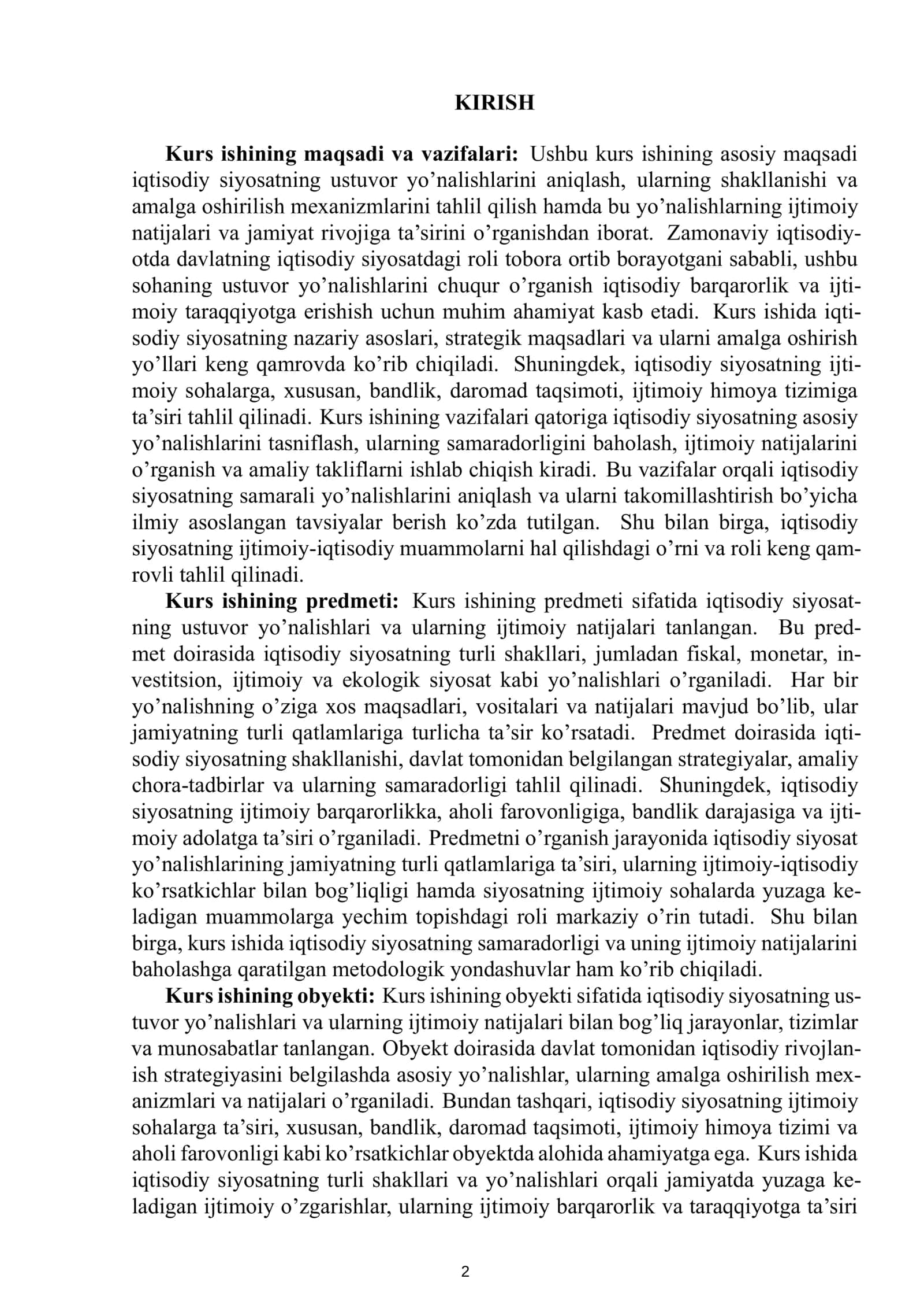 IQTISODIYOT NAZARIYASI FANIDAN TAYYORLAGAN KURS ISHI 3