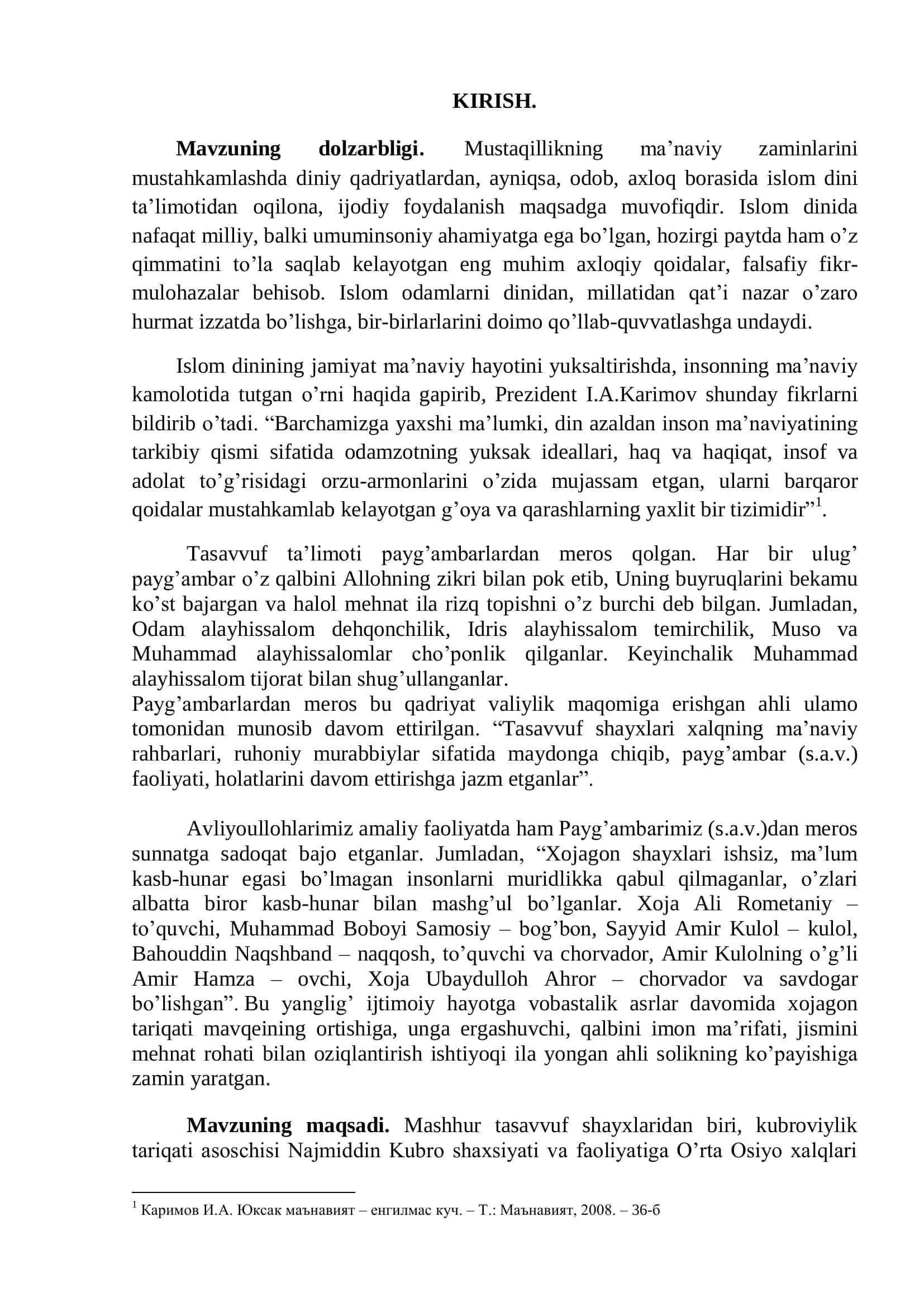 Milliy ma’naviy tiklanish sharoitida Najmiddin Kubro qadriyatining tiklanishi 3