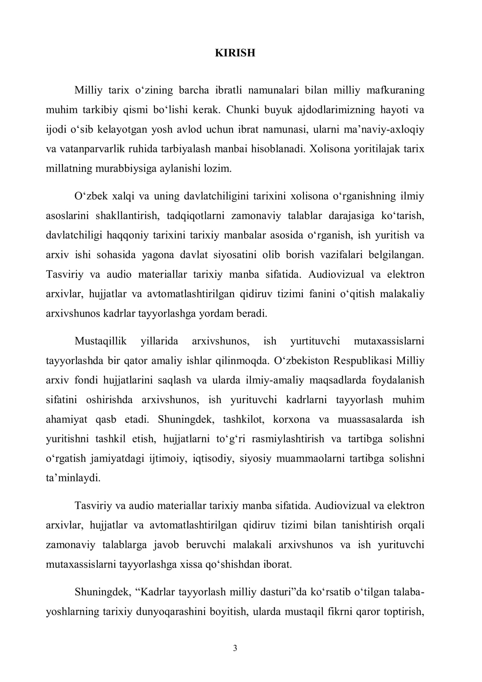 MUTAXASSISLIKKA KIRISH fanidan SEMINAR MASHG'ULOTLAR UCHUN USLUBIY KO’RSATMA 3