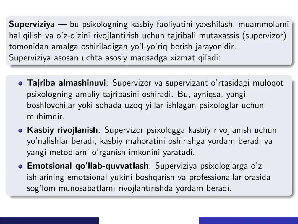 Superviziya amalga oshirish, ijtimoiy ish xodimning 3