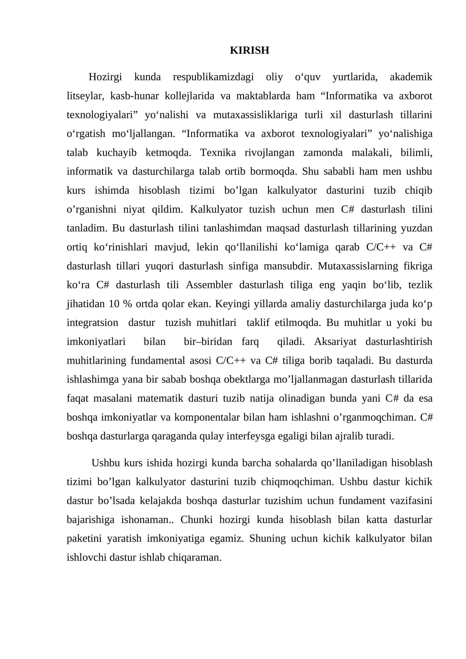 Hisoblash kalkulyatori yaratish 3