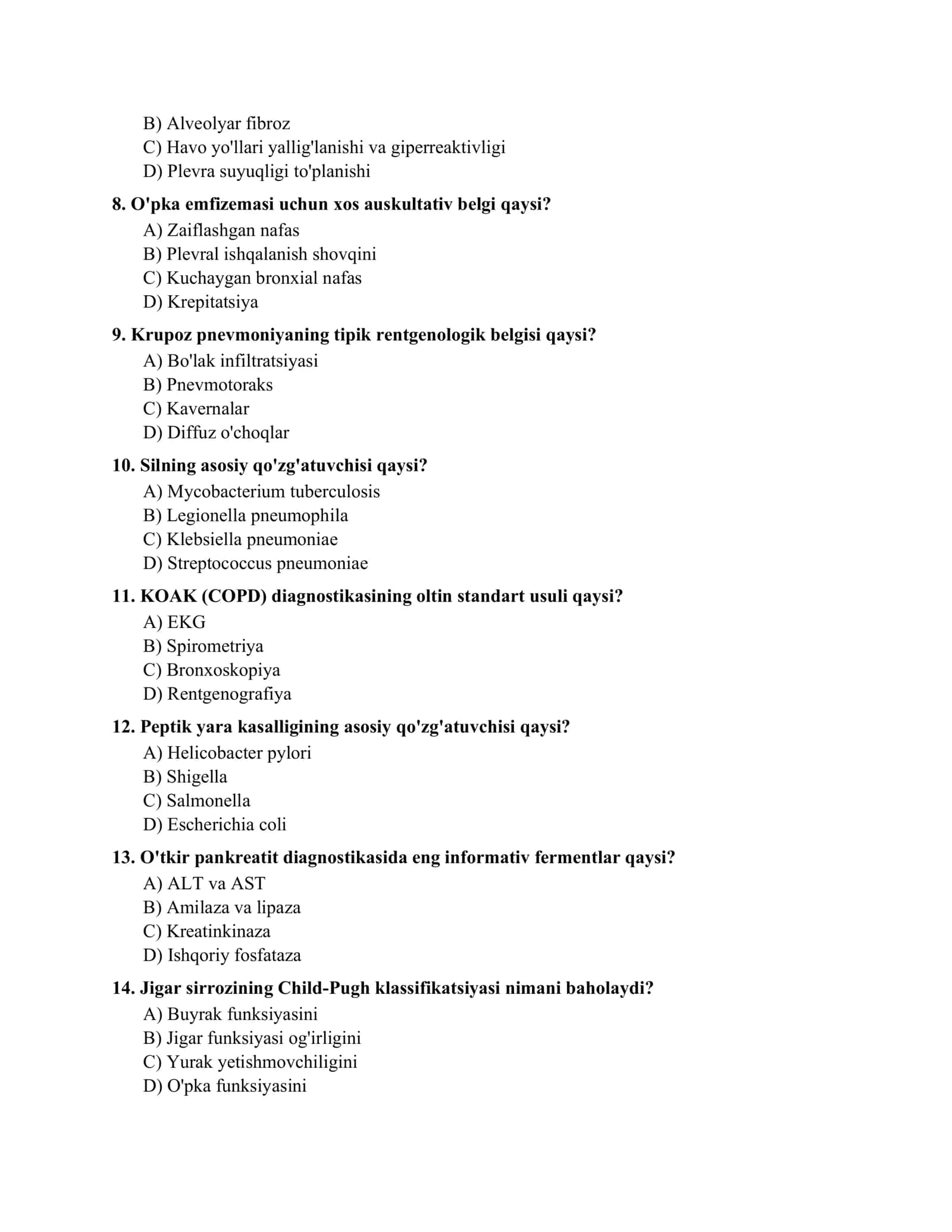 Klinik ordinatura test savollari 3