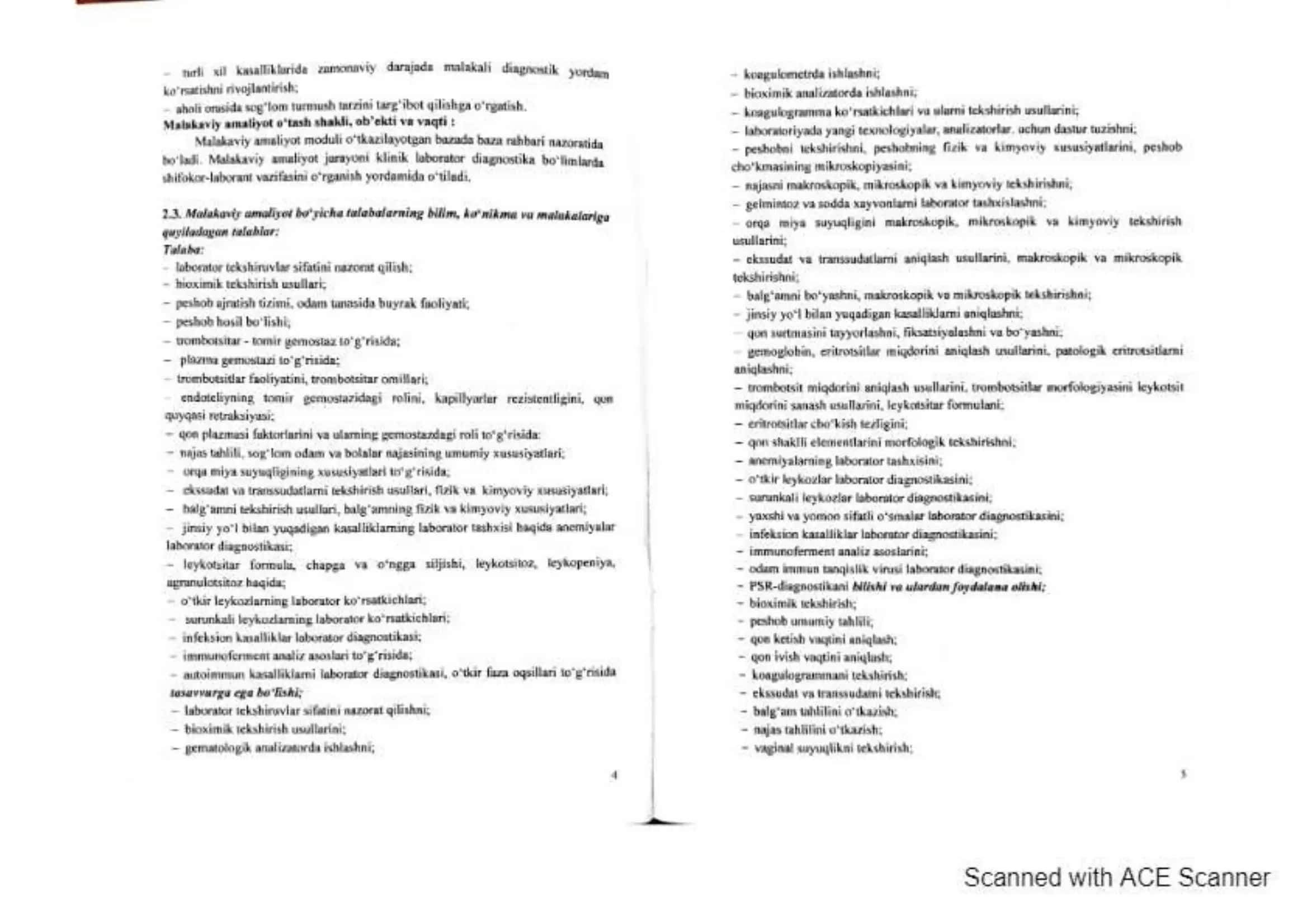 Klinik laboratoriya tashxisi malakaviy amaliyot ishchi o'quv dasturi. gematologiya, transfuziologiya, klinik laboratoriya 3