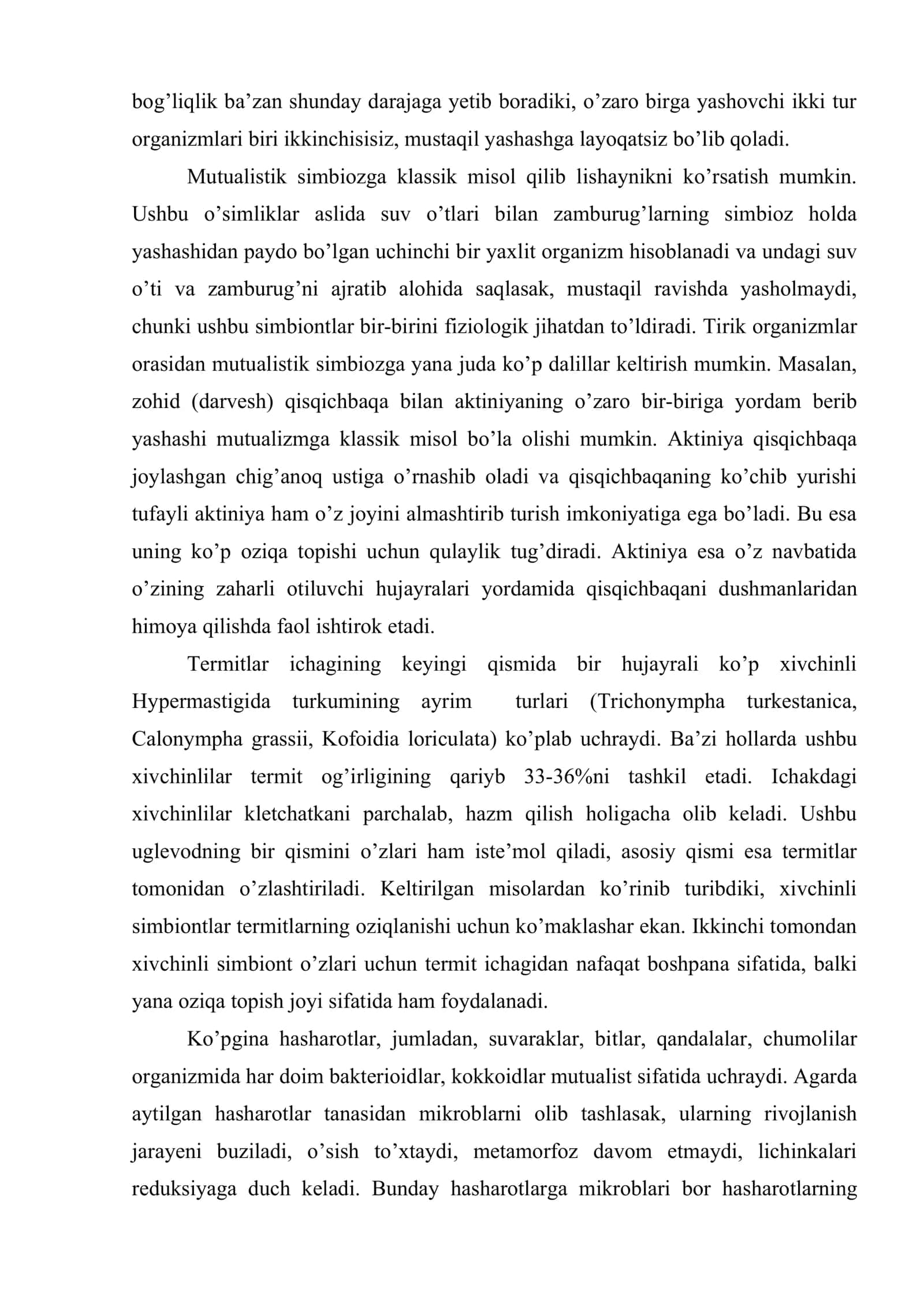 Tirik organizmlarning o’zaro munosabatlari va uning asosiy shakllari 3