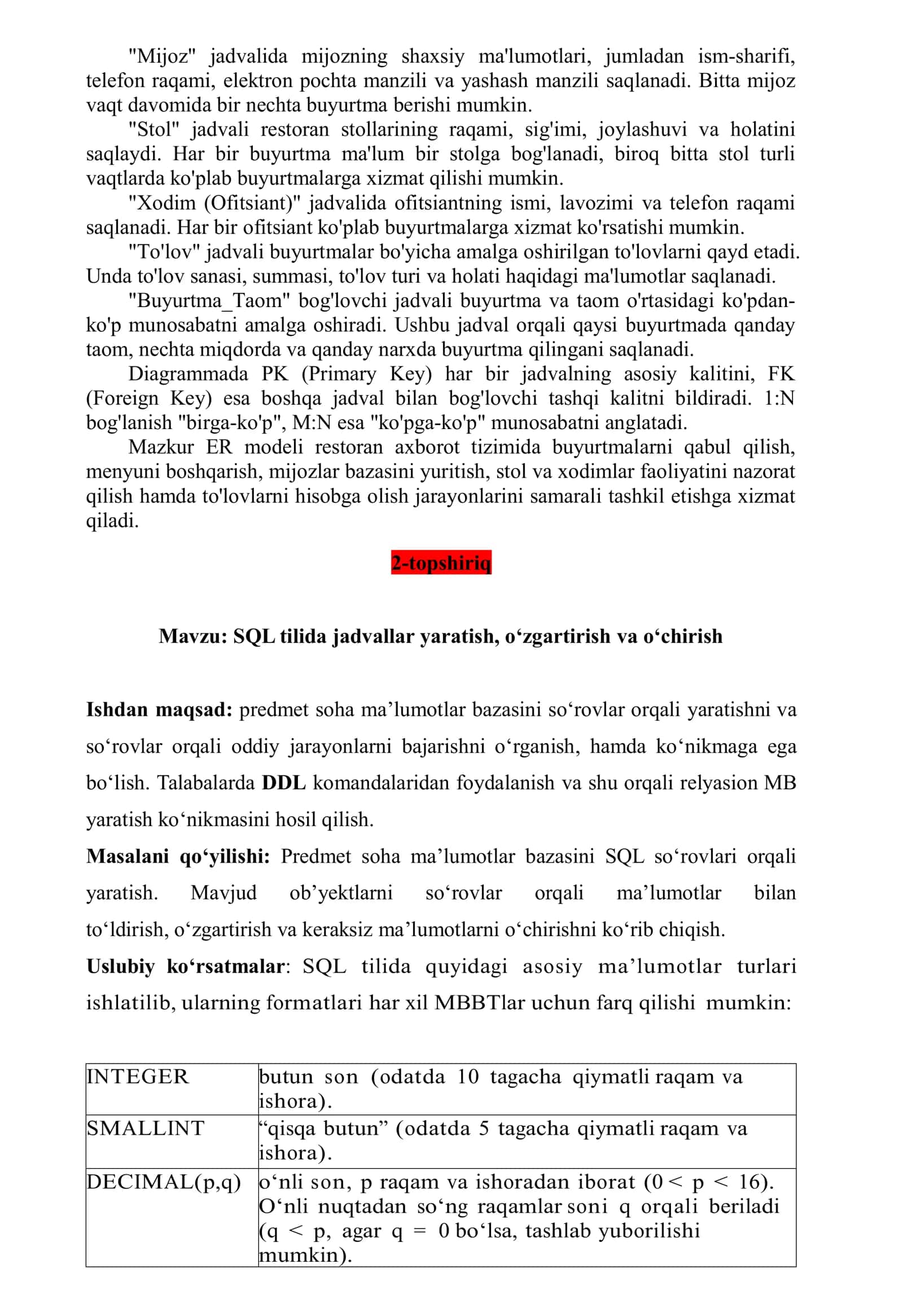 Ma’lumotlar bazasi loyihalash 3