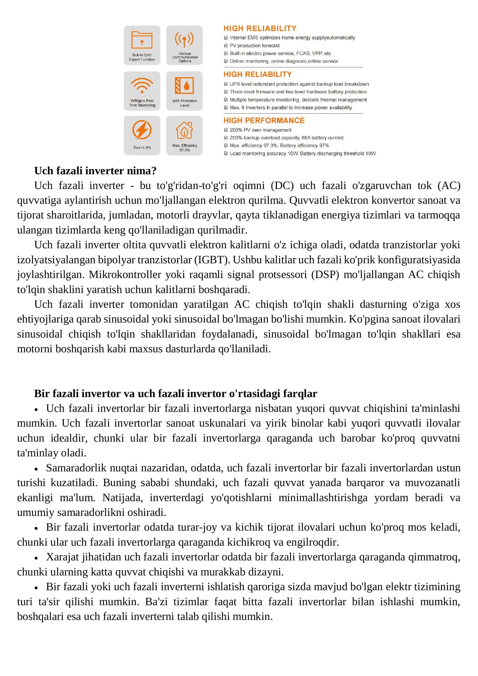 Bir Fazali va Uch Fazali Invertorlar 3