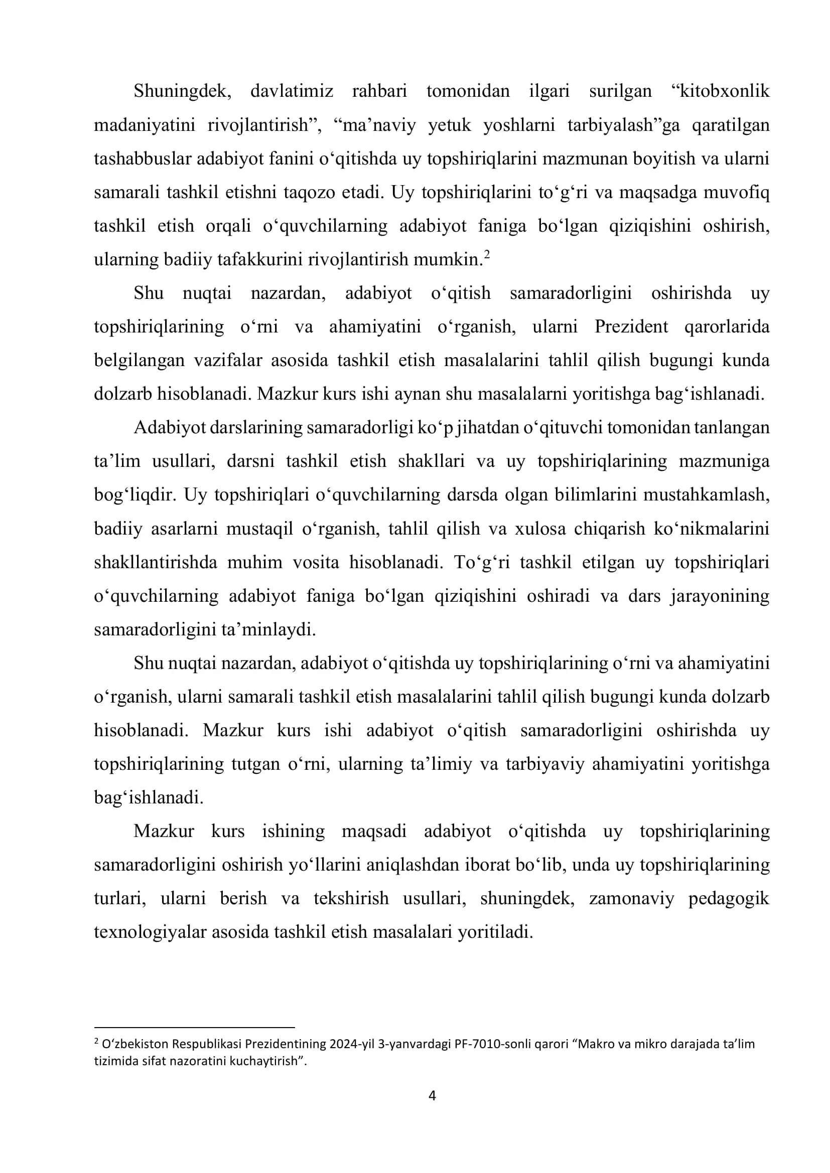 ADABIYOT O‘QITISH SAMARADORLIGINI OSHIRISHDA UY TOPSHIRIQLARINING O‘RNI 3