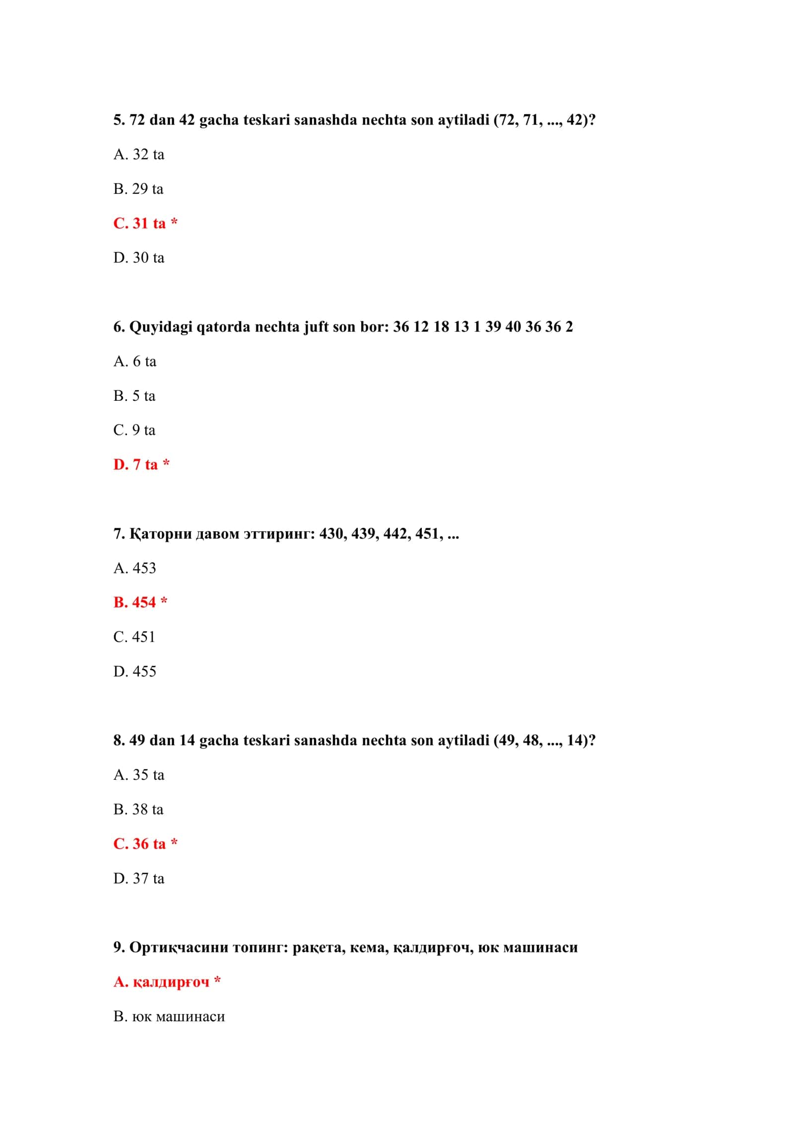 BOJXONA IMTIHON TEST ONLINE 3