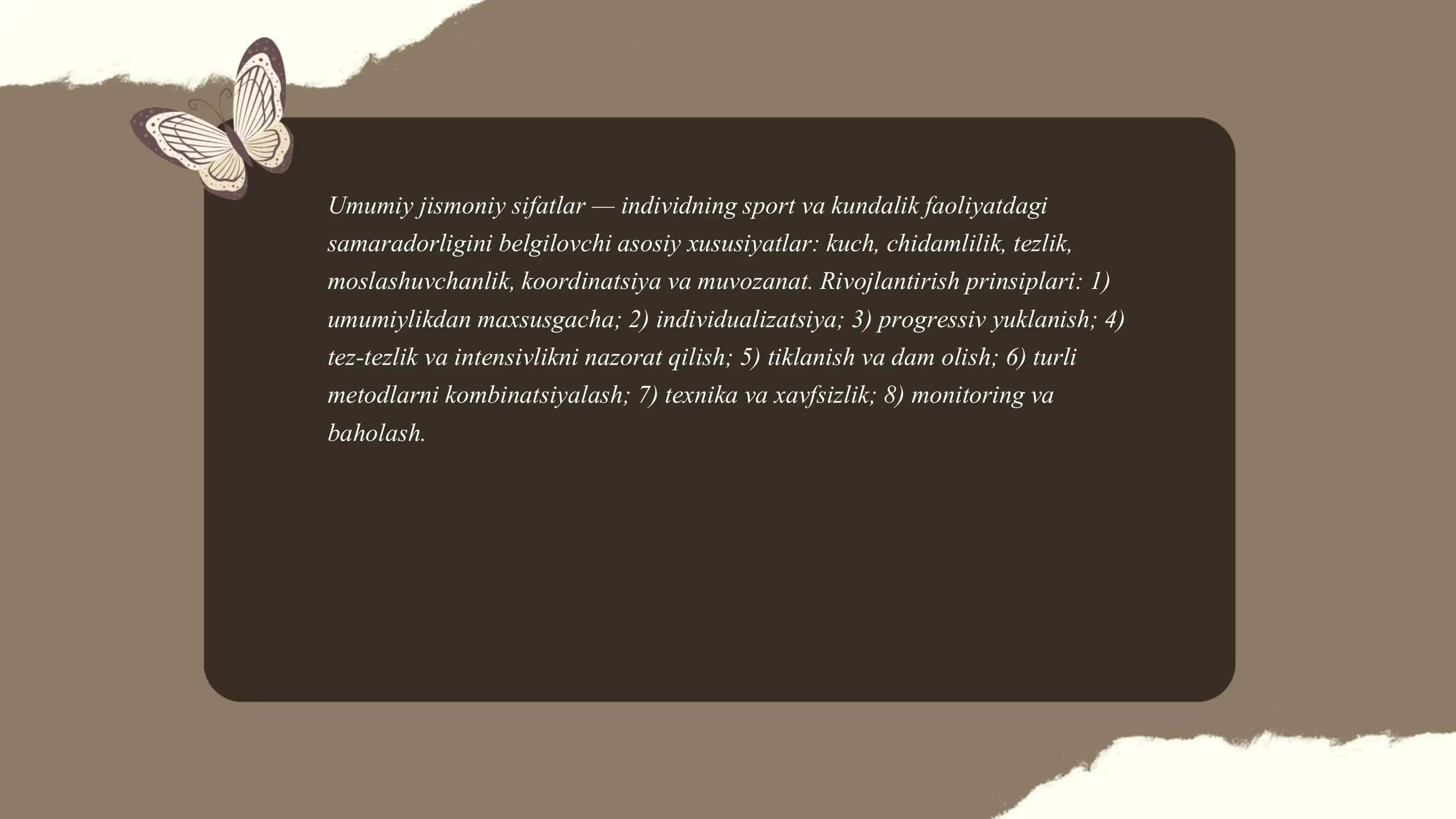 Umumiy jismoniy sifatlarni rivojlantiruvchi mashqlar 3