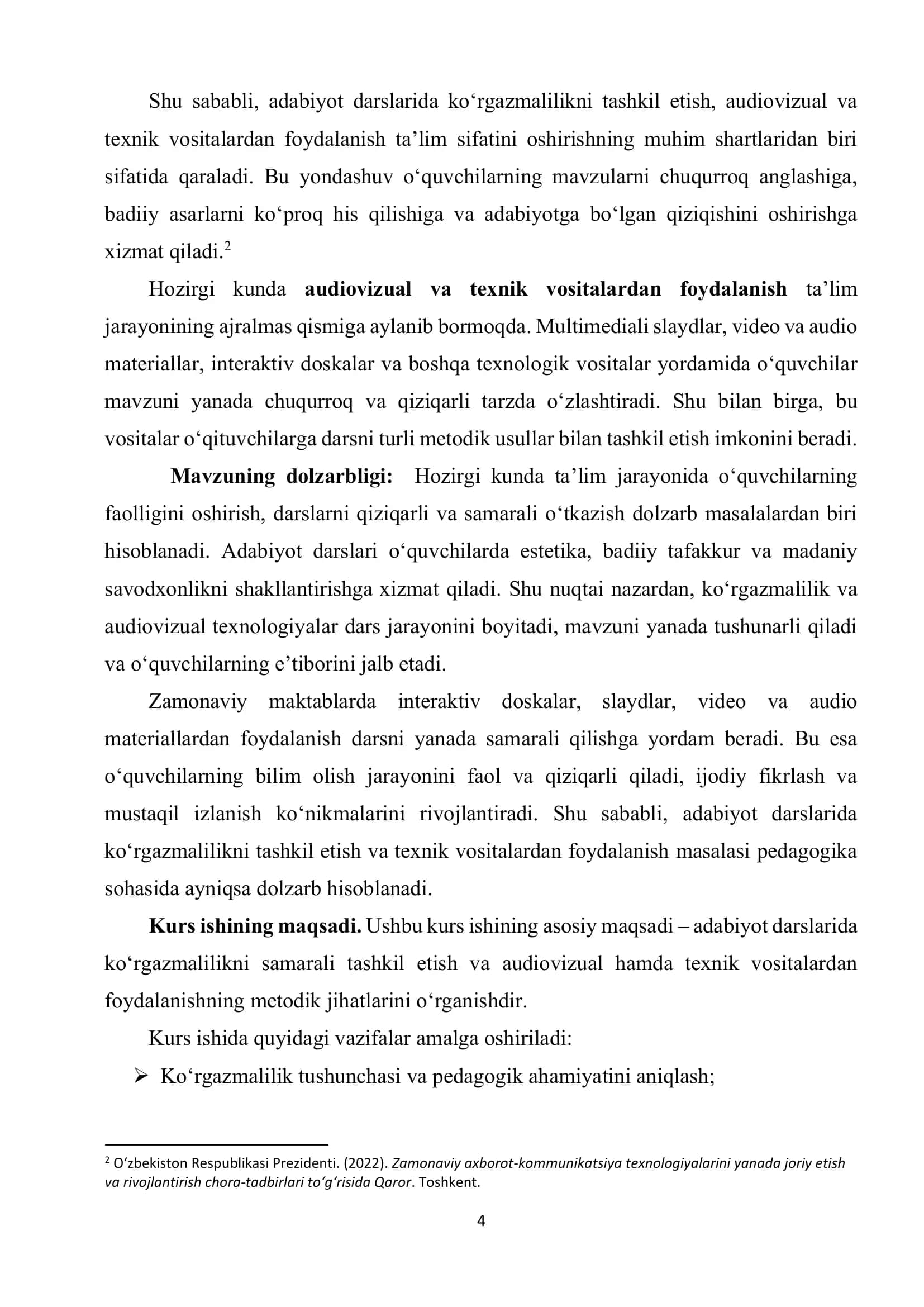 ADABIYOT DARSLARIDA KO‘RGAZMALILIKNI TASHKIL ETISH. AUDIOVIZUAL VA TEXNIK VOSITALARDAN FOYDALANISH 3