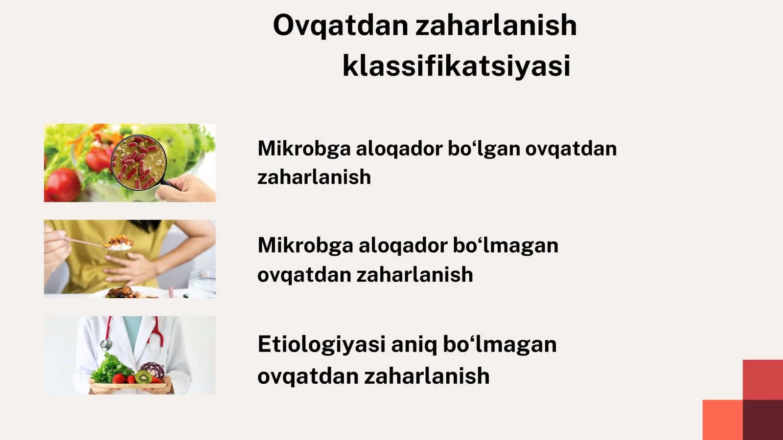 OVQATDAN ZAHARLANISH VA ULARNI OLDINI OLISH CHORALARI 3