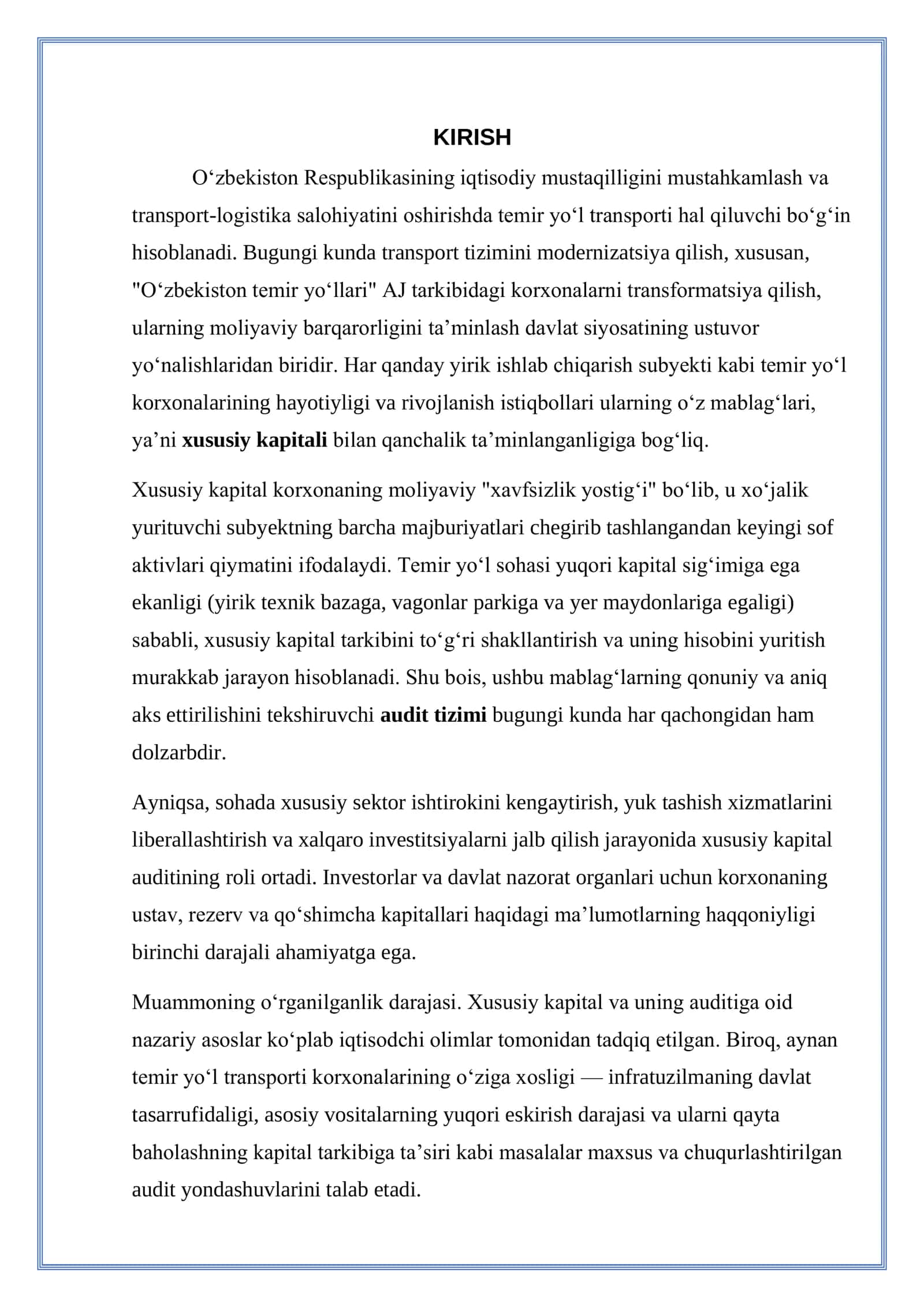 Temir yo’l transporti korxonalarida xususiy kapital auditi 3