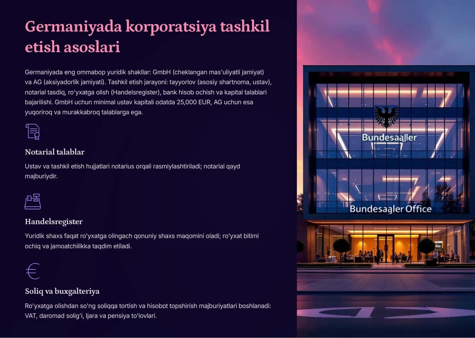Korporatsiyalarni tashkil etish, qayta tashkil etish va tugatish Germaniya va O'zbekiston qonunchiliklari 3