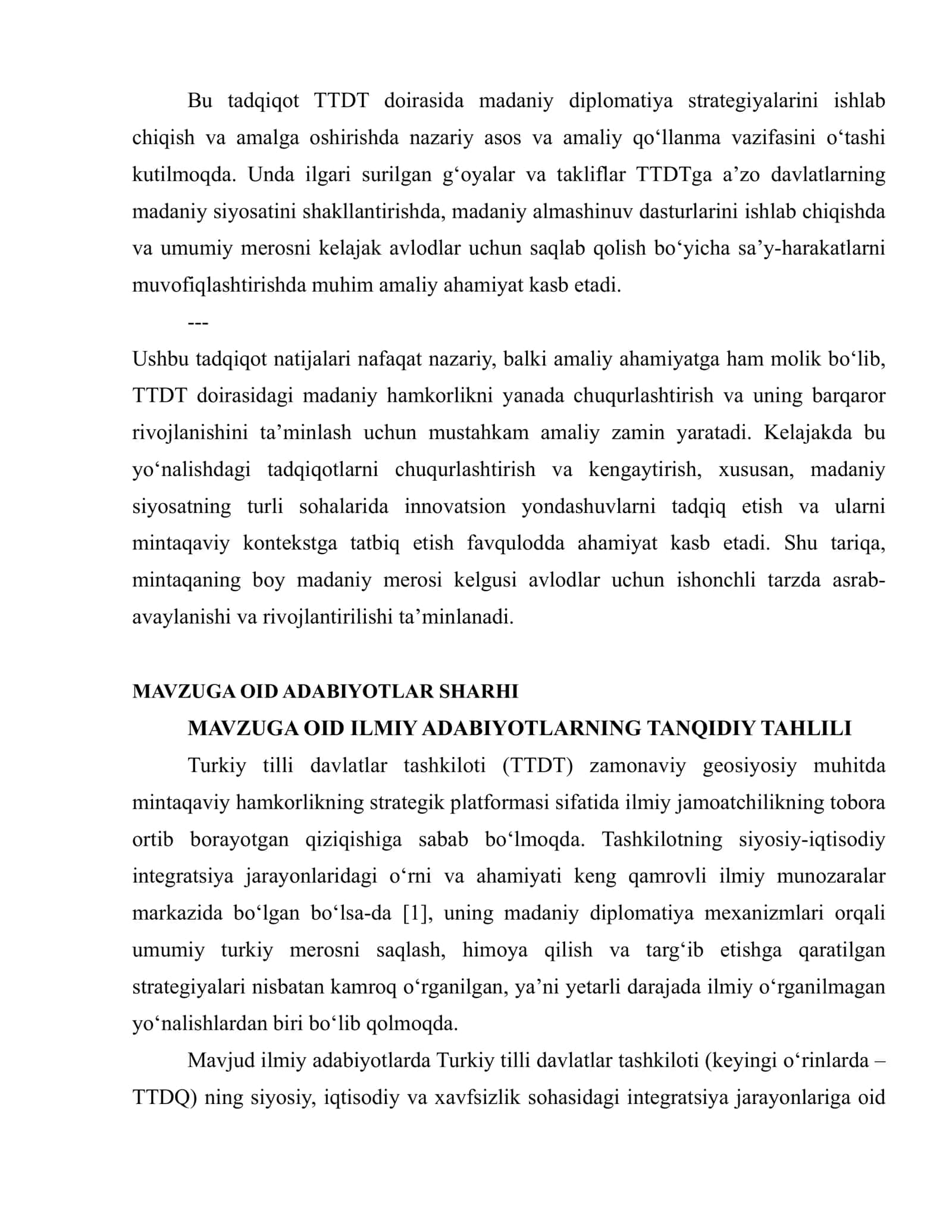 TURKIY TILLI DAVLATLAR TASHKILOTI VA MADANIY DIPLOMATIYA: UMUMIY MEROSNI SAQLASH STRATEGIYALARI 3