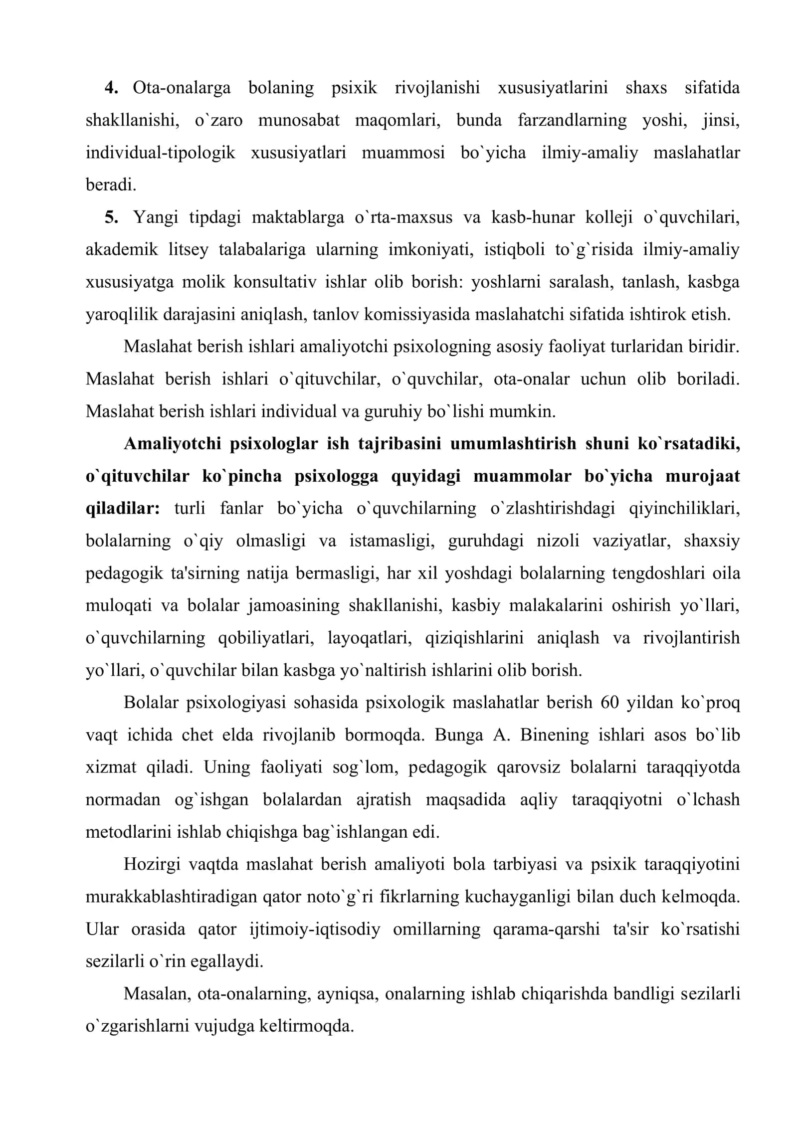 Amaliy psixolog faoliyatining asosiy ko`rinishlari 3