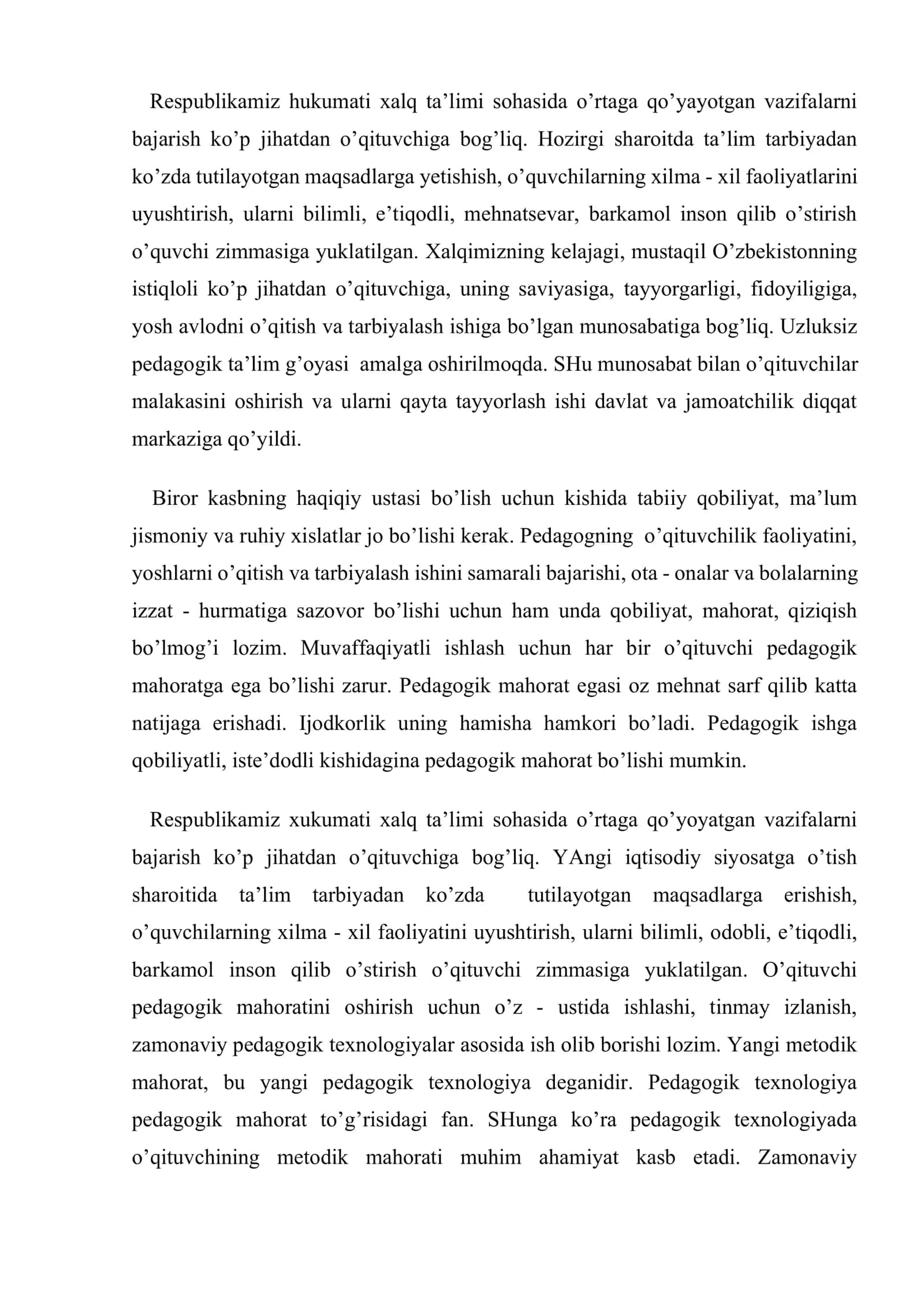 Shakllantiruvchi eksperiment 3