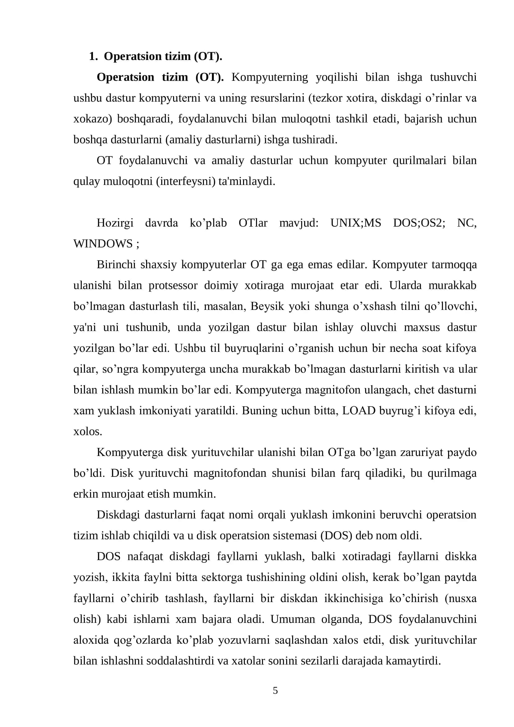 Operatsion tizimlar tushunchasi 3
