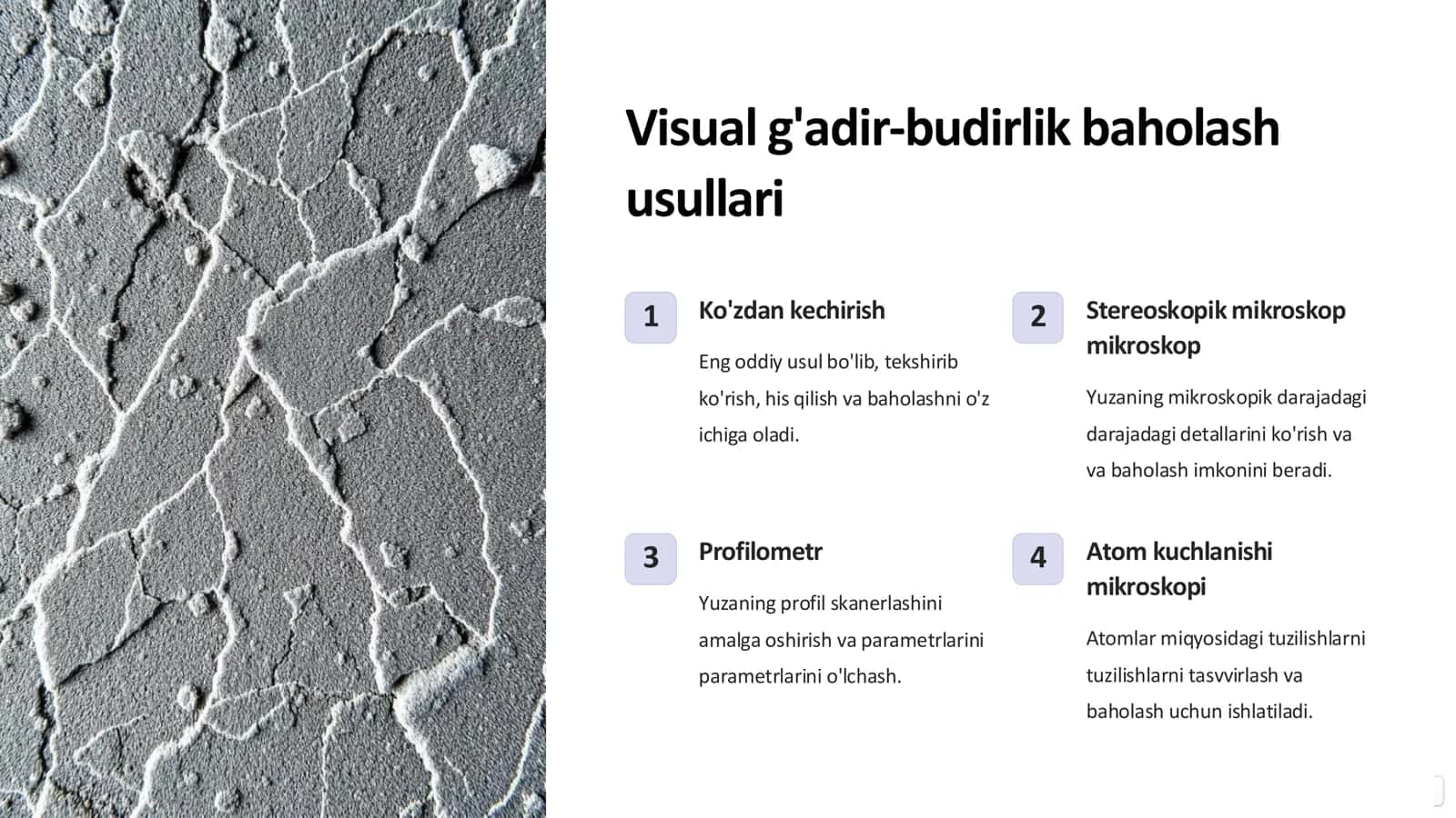 Yuza g'adir-budirligini baholash 3