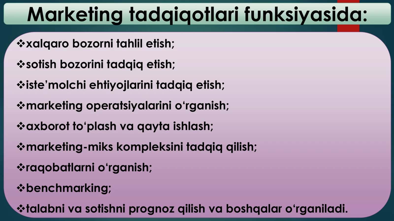 Marketing tamoyillari, vazifalari, funktsiyalari va turlari 3