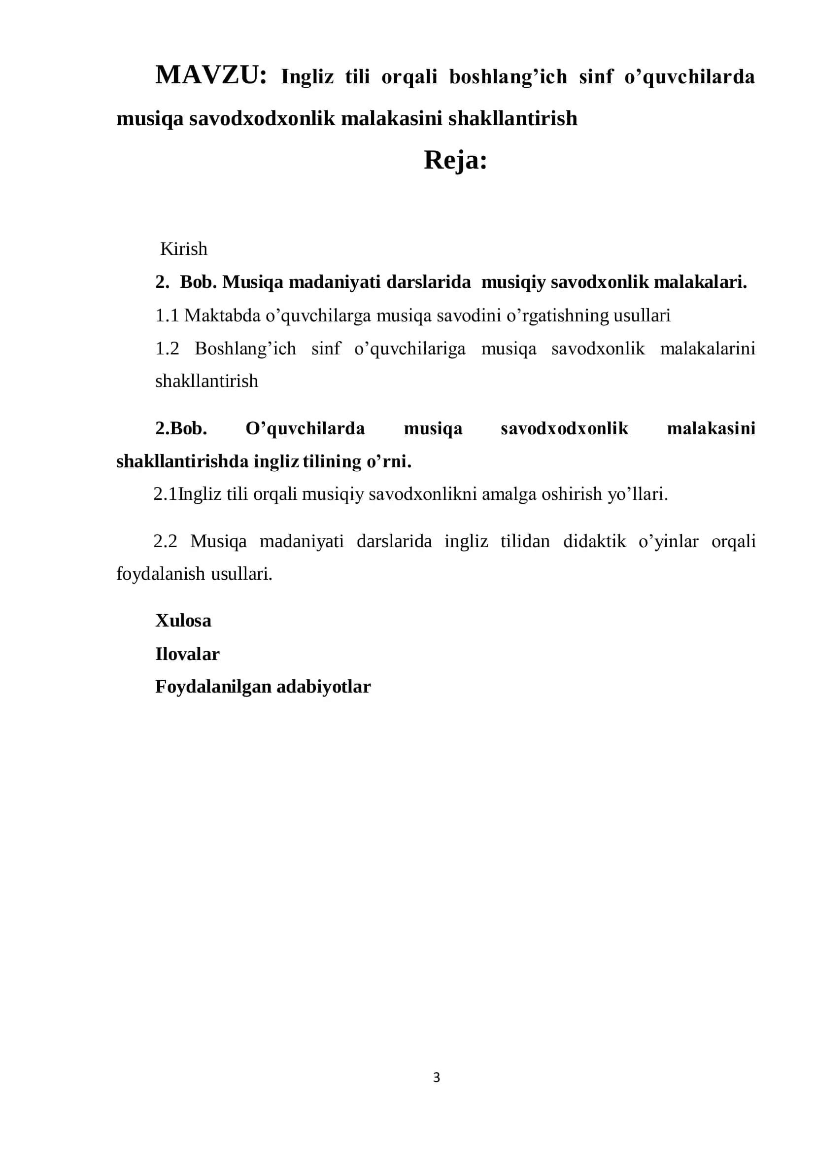 Ingliz tili orqali boshlang’ich sinf 3