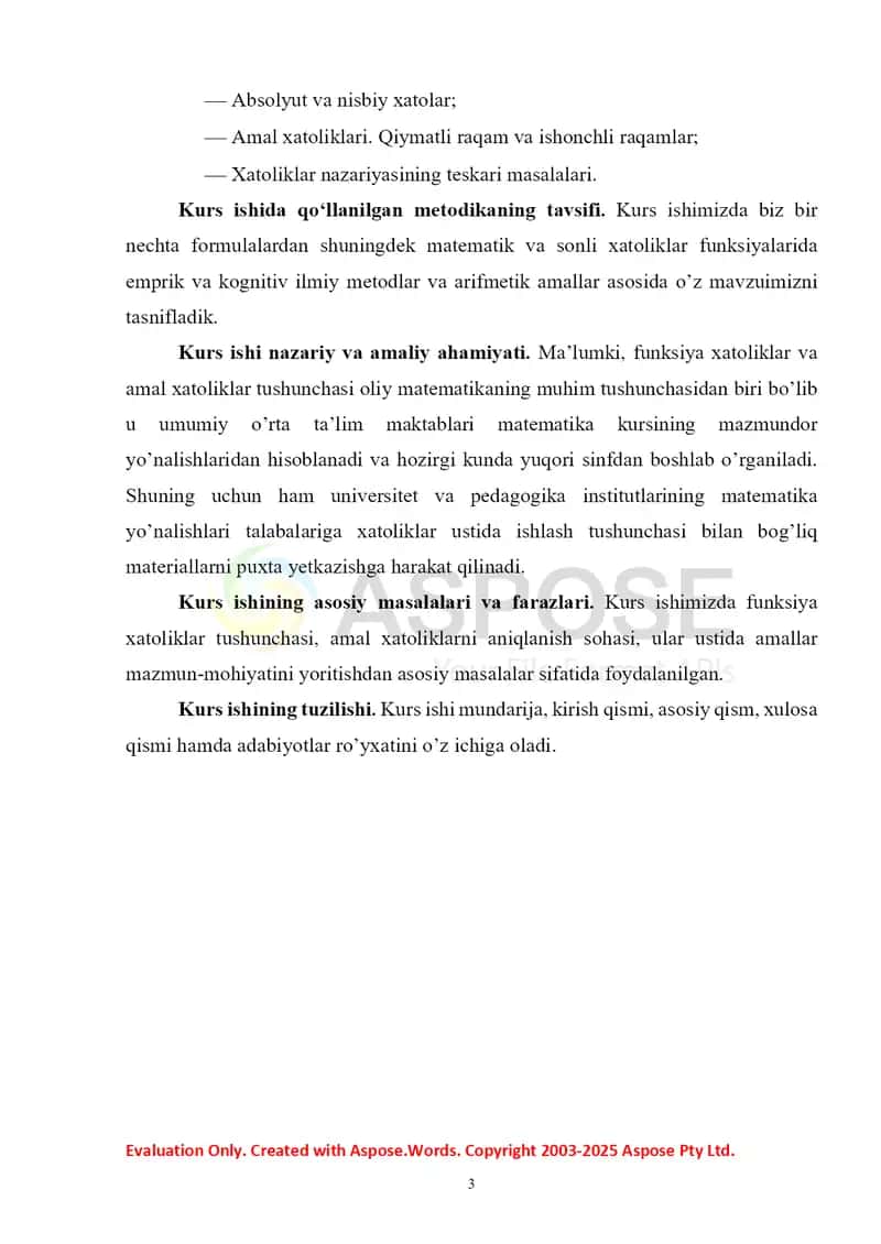 Funksiya xatoliklari. Amal xatoliklari 3